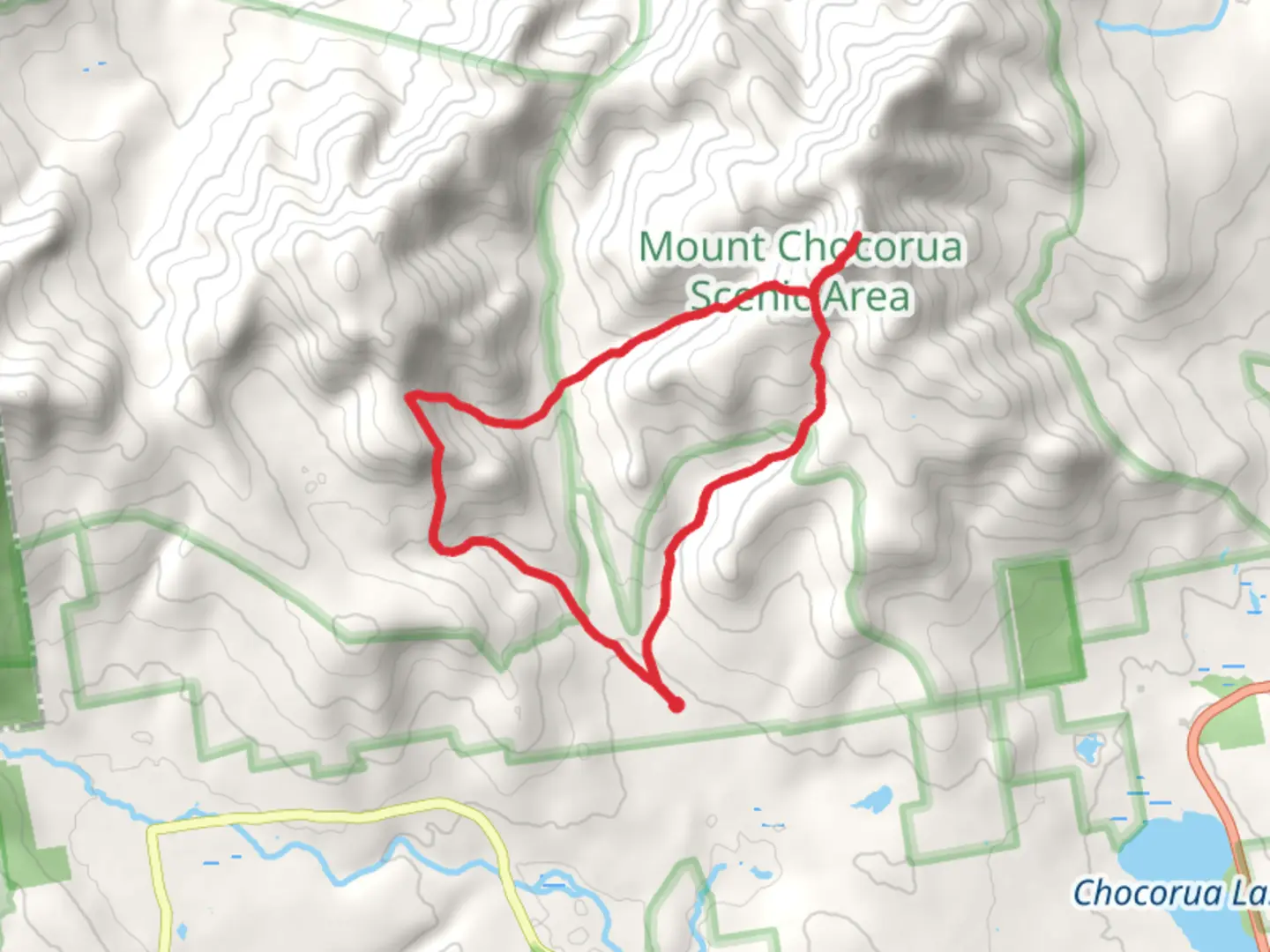 An image depicting the trail Mount Chocorua Loop from Paugus Brook Road and its surrounding area.