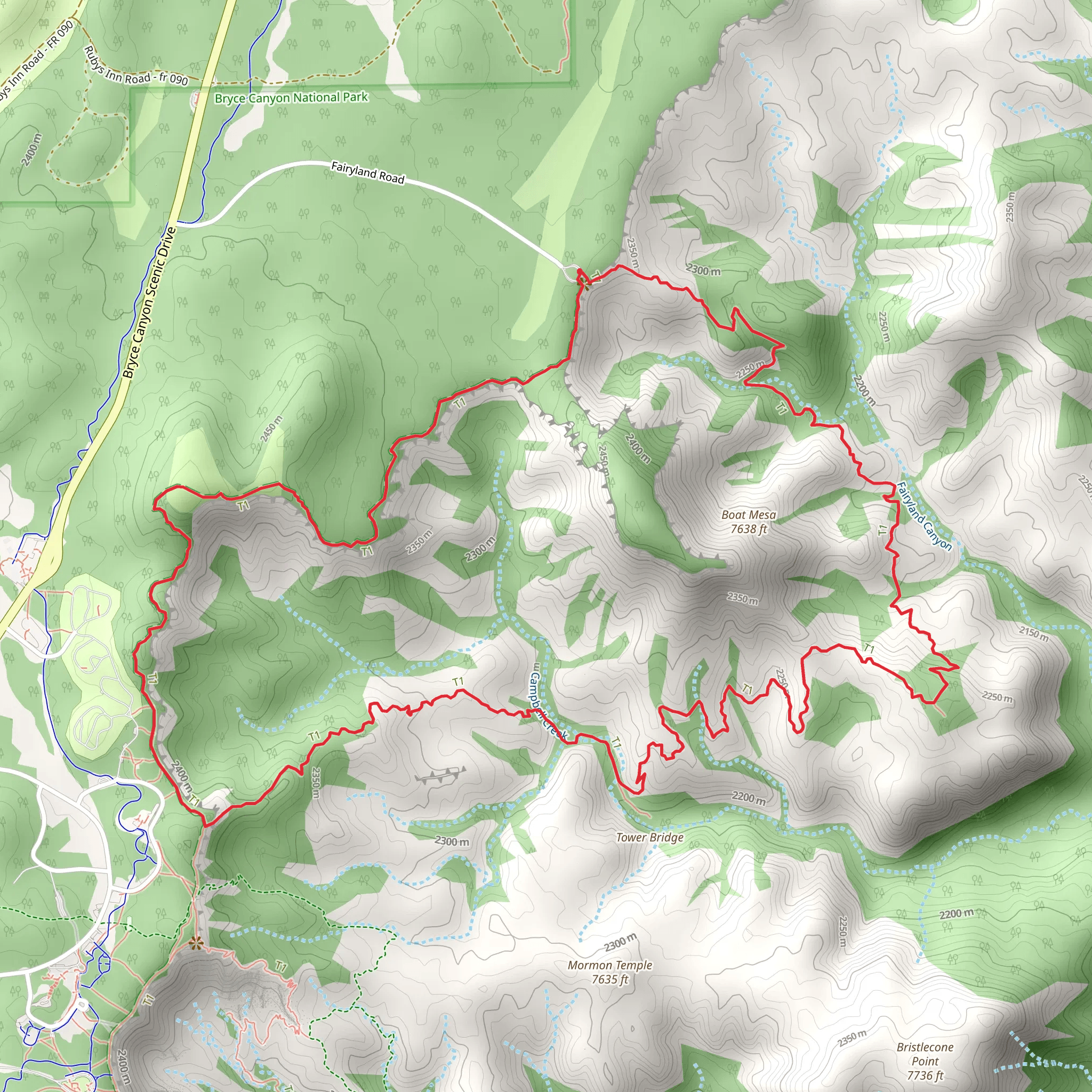 Fairyland Loop Trail mobile static map