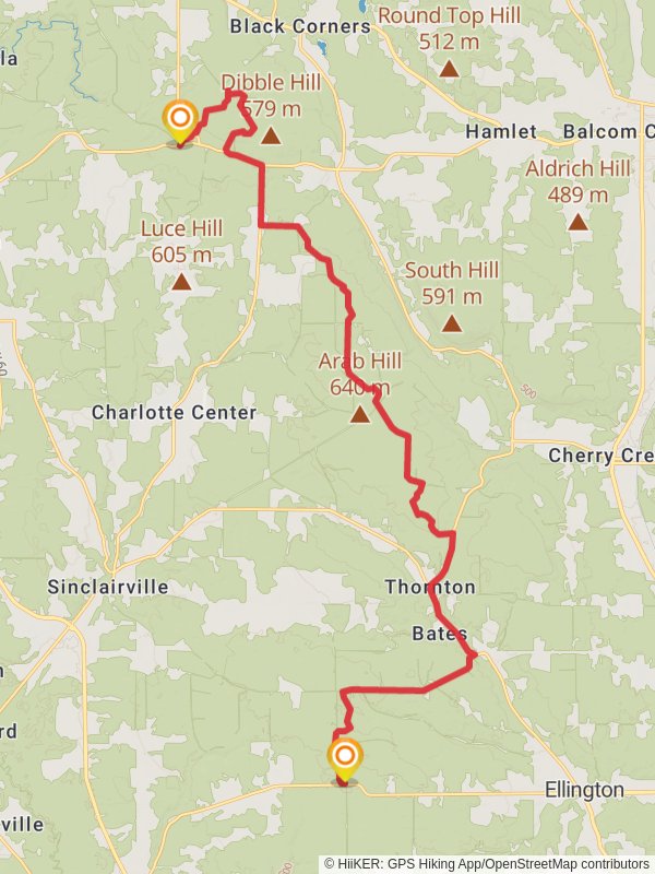 Harris Hill Road to Bard Road mobile static map