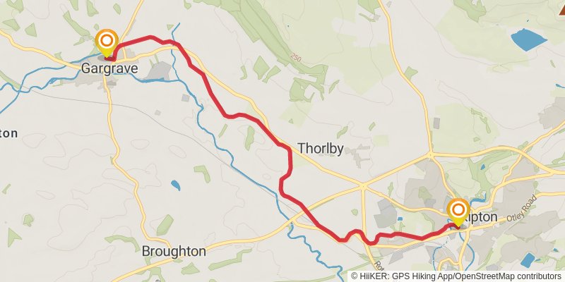 Greta Bridge to Skipton via Dales Way stage 6 Map