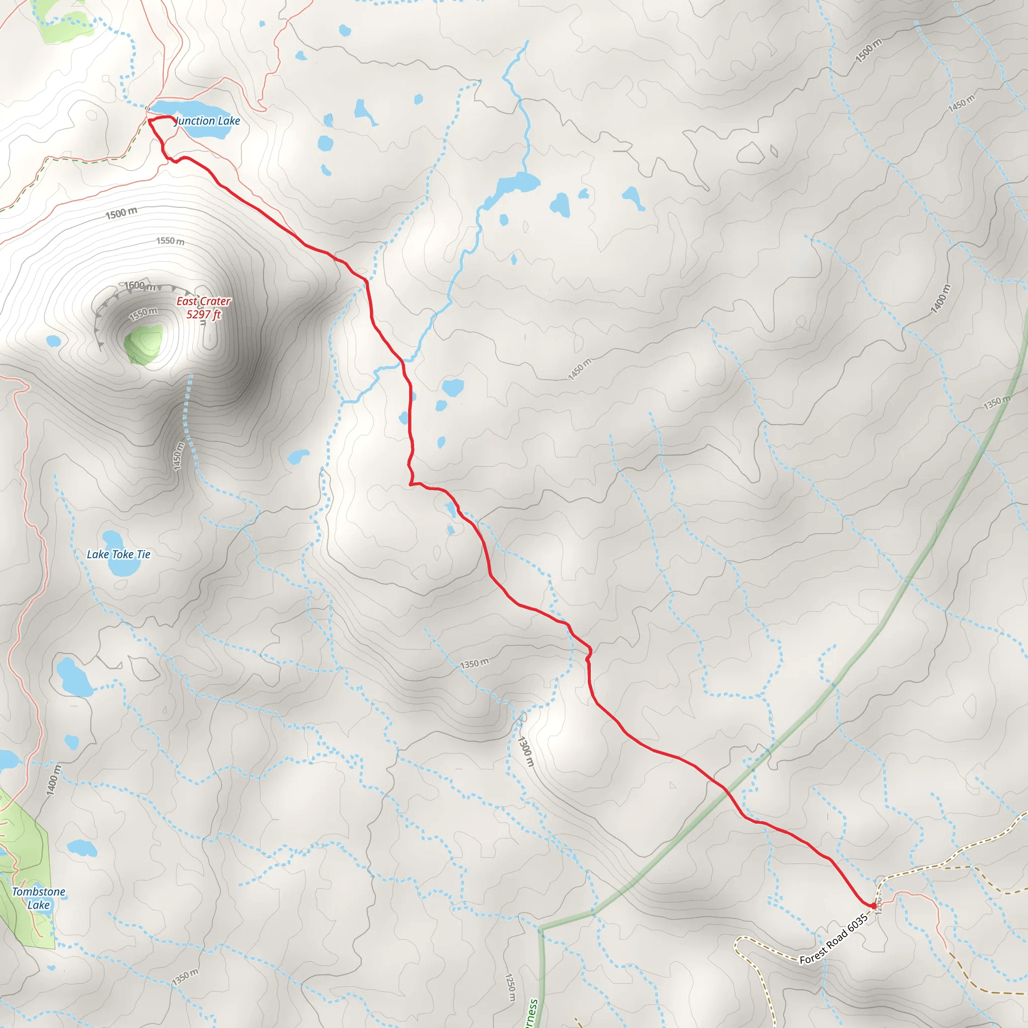 Junction Lake via East Crater Trail mobile static map