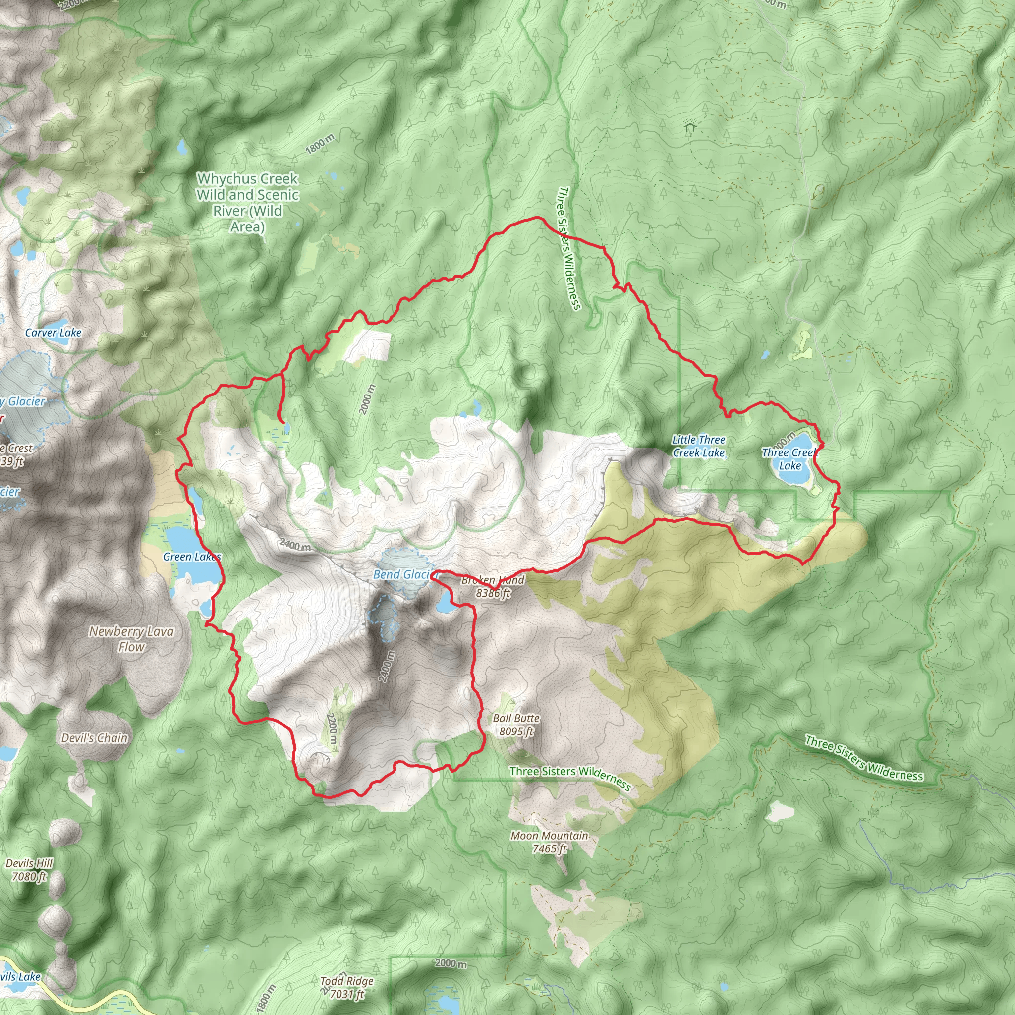 Park Meadow Tie Trail, Golden Lake and Broken Trail Loop mobile static map