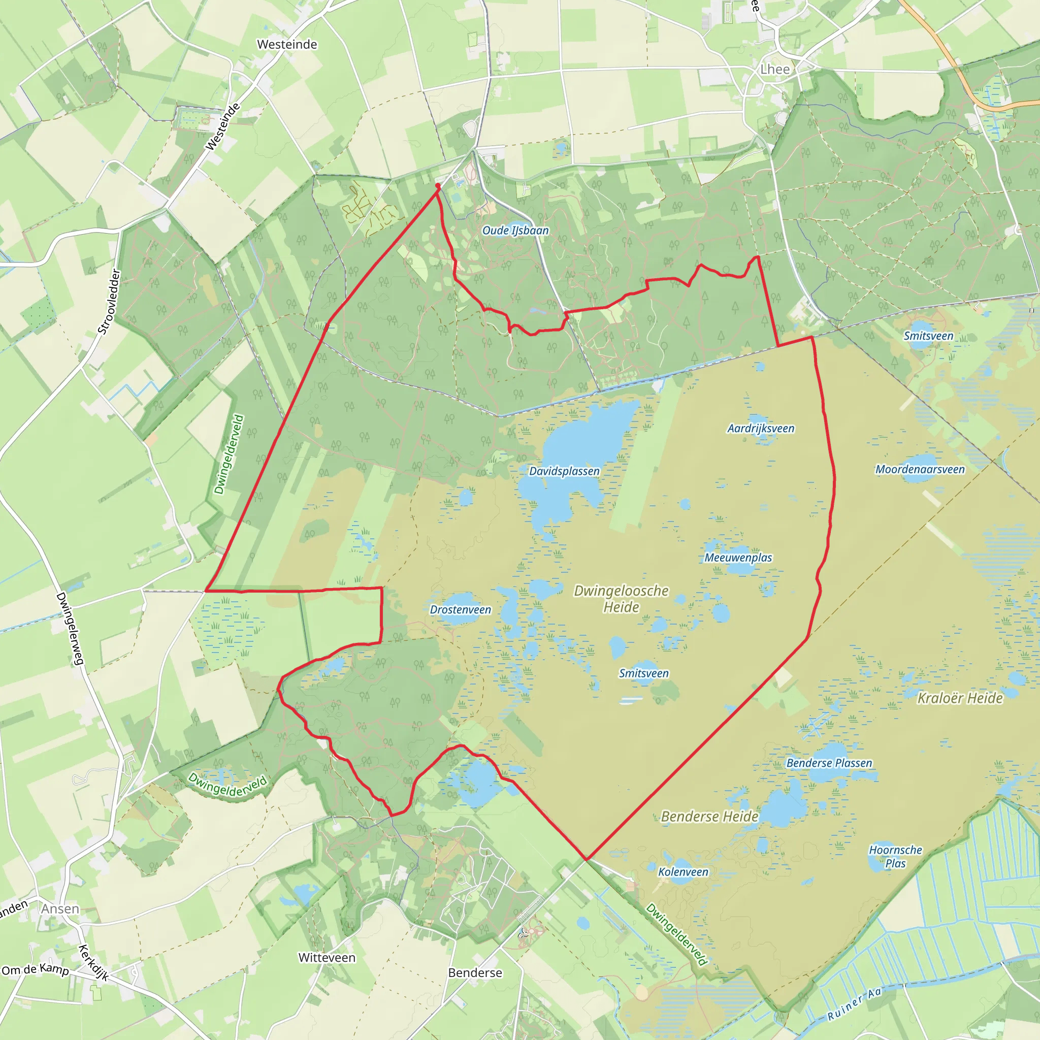 Dwingelderzand, Spaarbankbosch and Anserdennen Loop mobile static map
