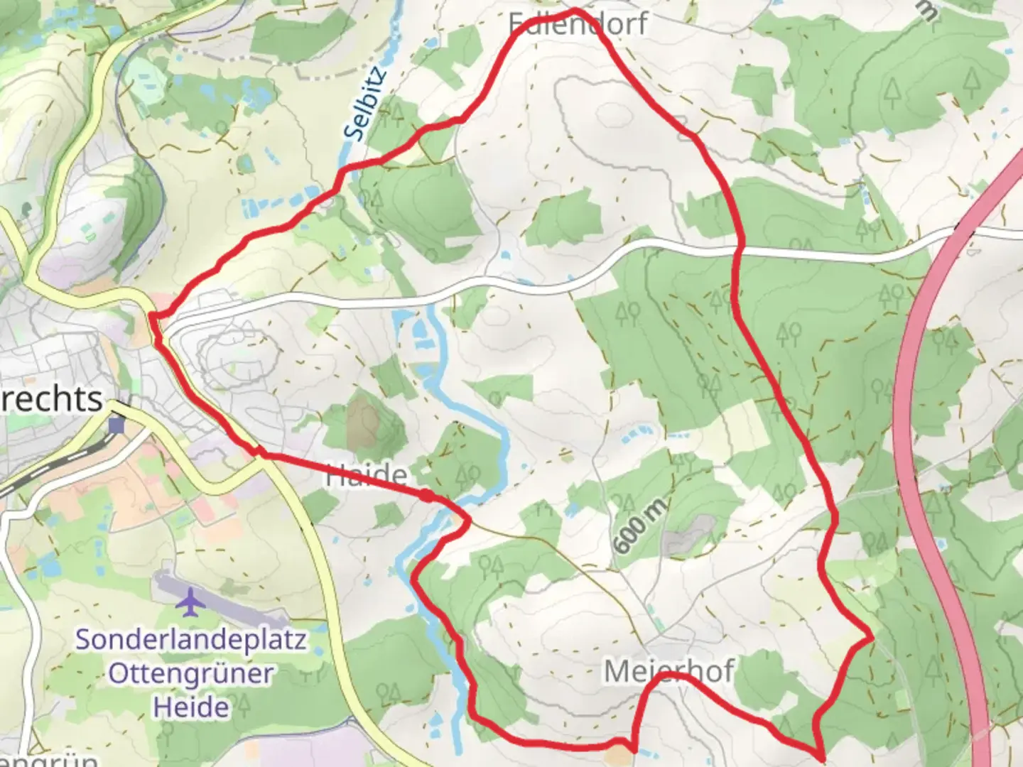 An image depicting the trail Querkela Weg and its surrounding area.