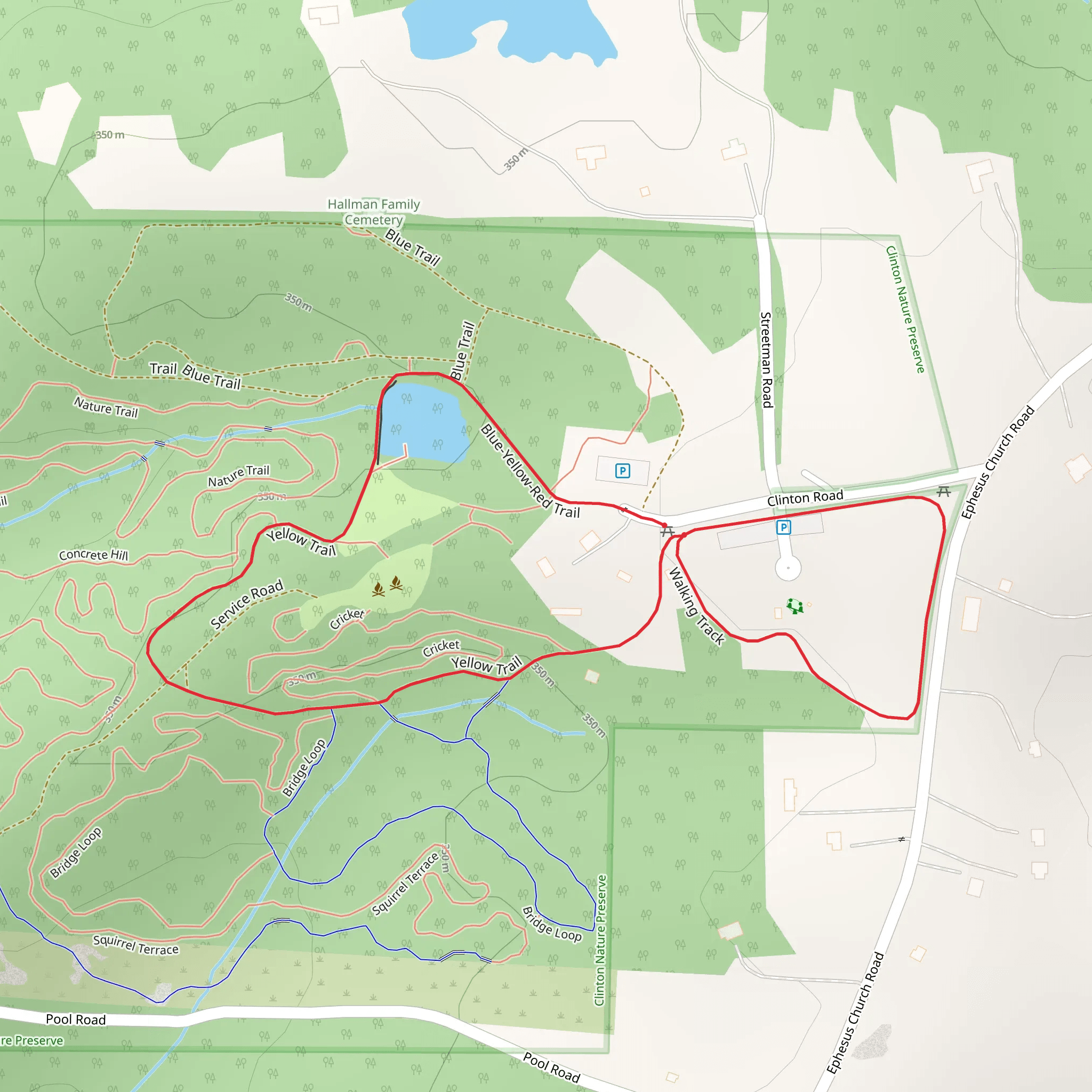 Clinton Road and Blue-Yellow-Red Trail Loop mobile static map