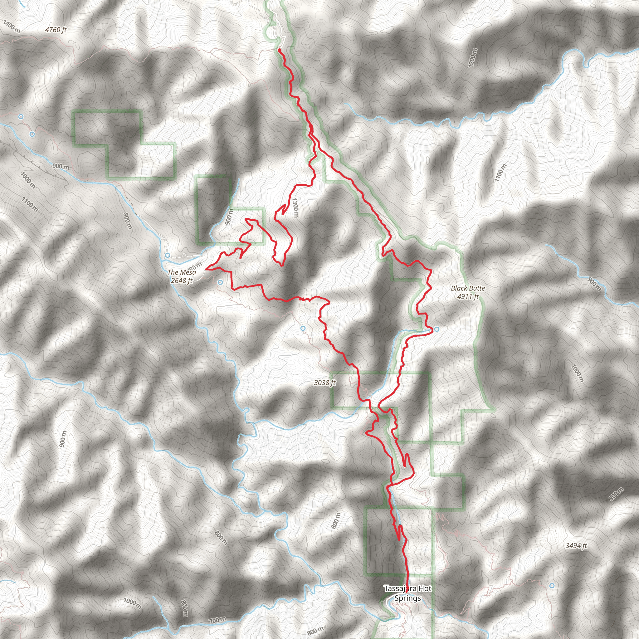 Tassajara Hot Loop from China Cap Campground mobile static map