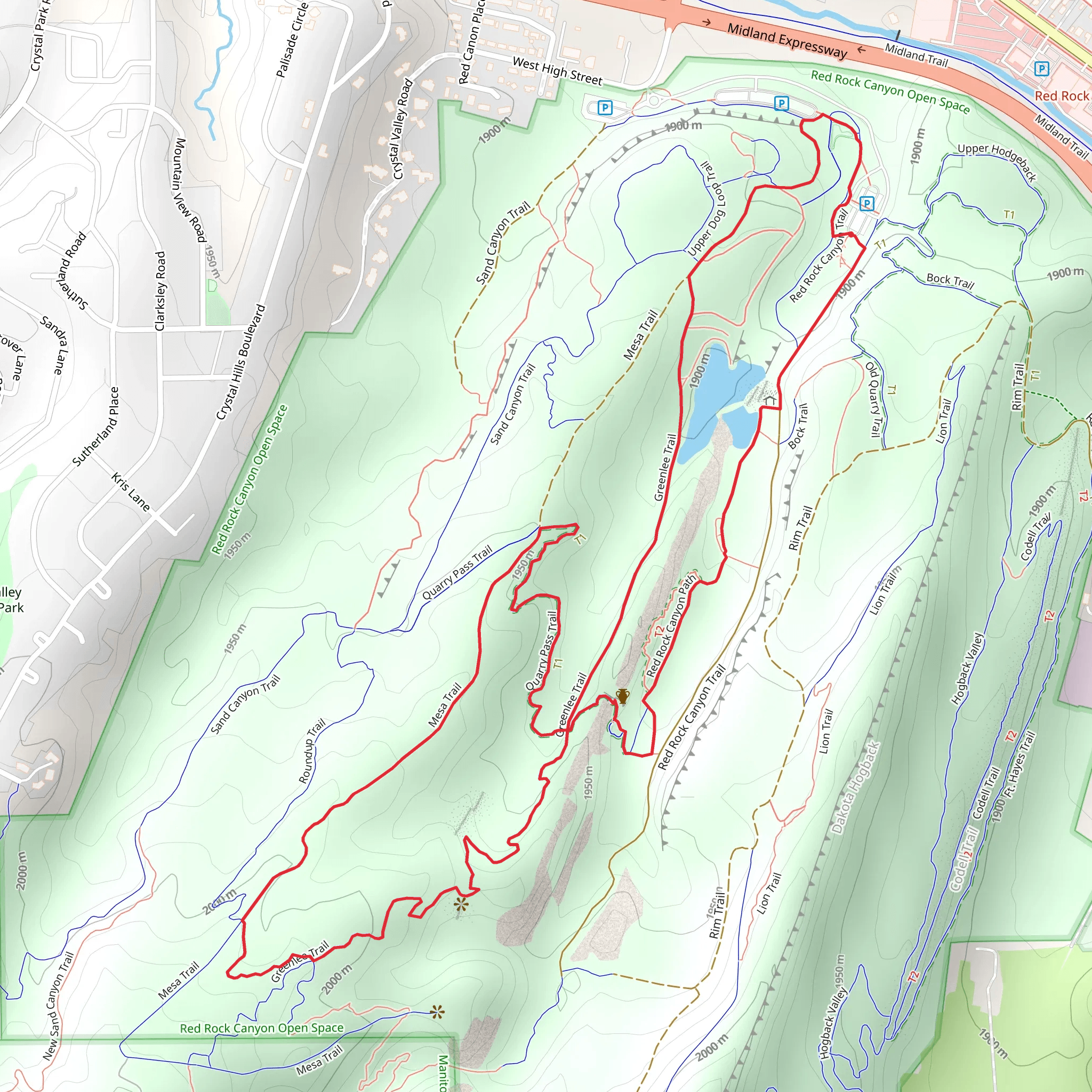 Red Rock Canyon, Greenlee and Quarry Pass Loop Trail mobile static map