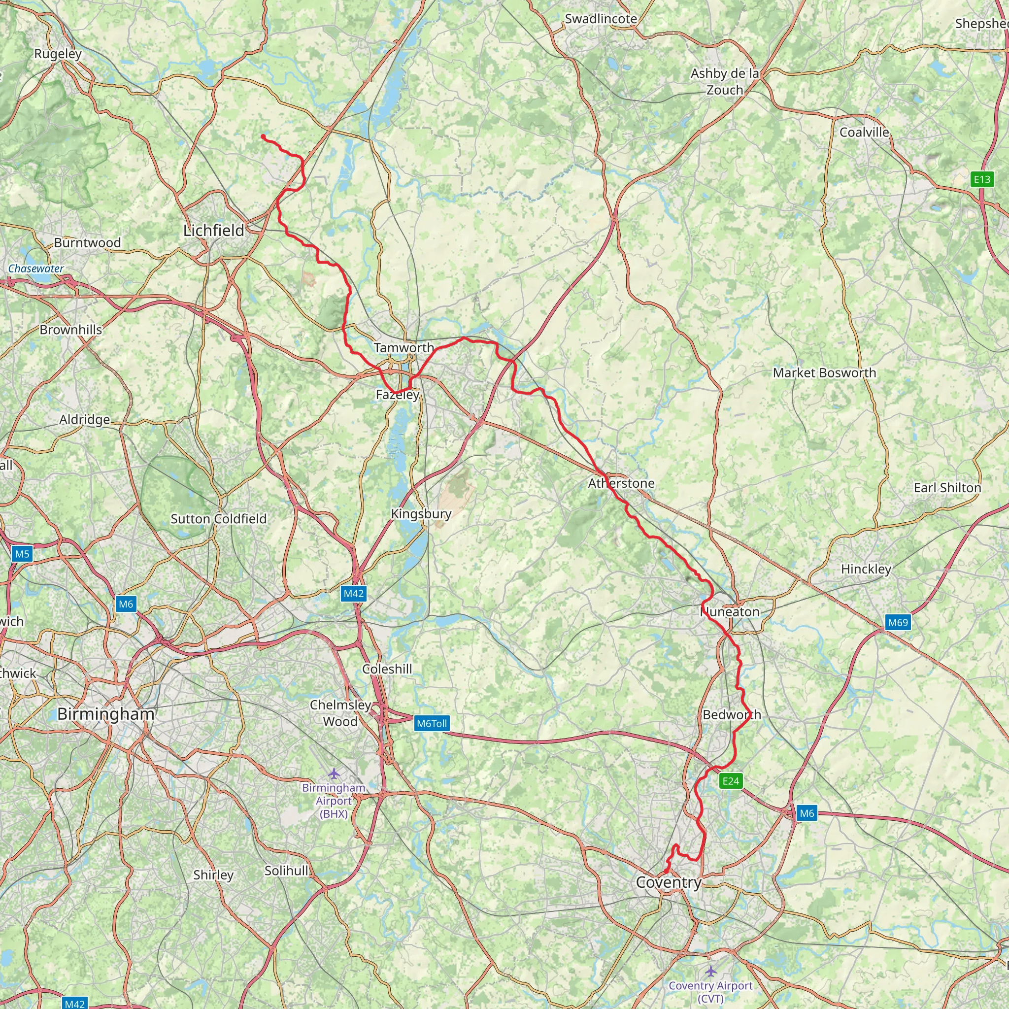 Coventry Canal Walk mobile static map