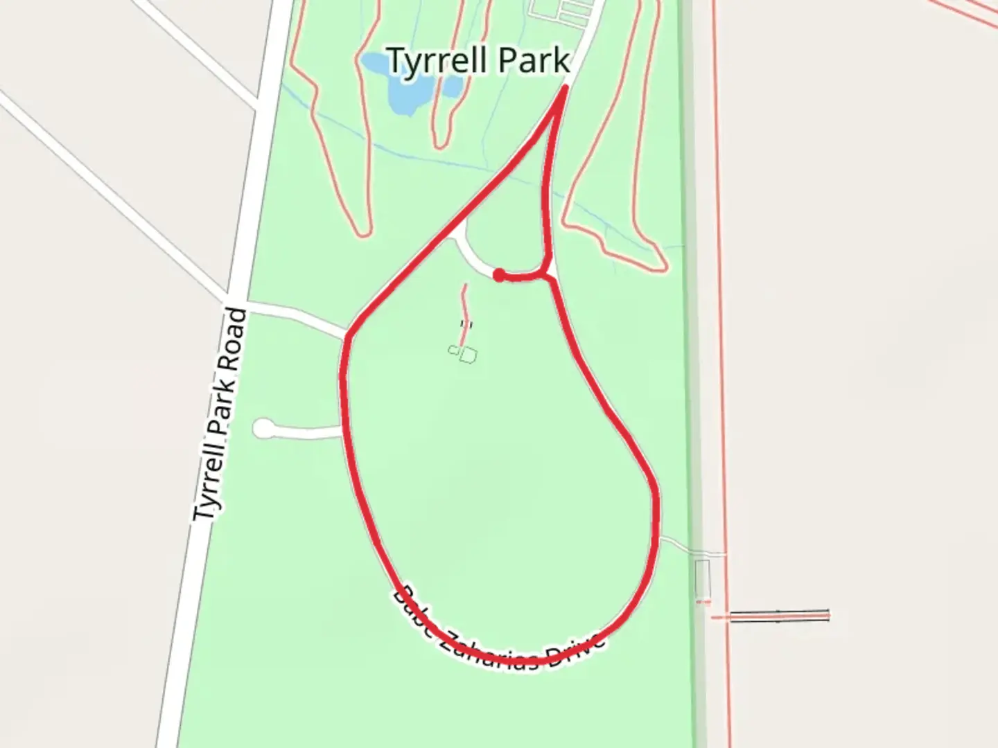 An image depicting the trail Tyrrell Park Loop and its surrounding area.