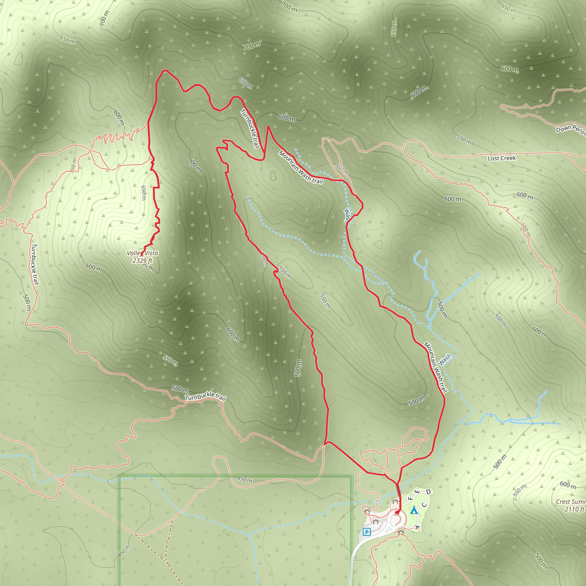 Valley Vista - Turnbuckle - Mountain Wash Loop Trail mobile static map