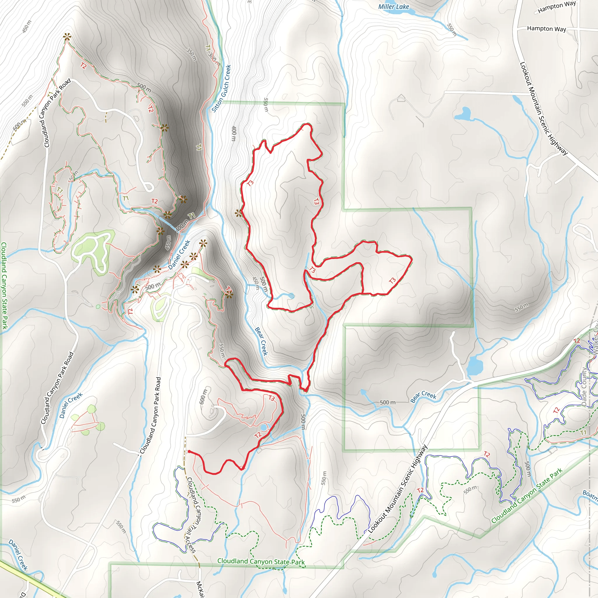 Bear Creek Backcountry Loop Trail mobile static map