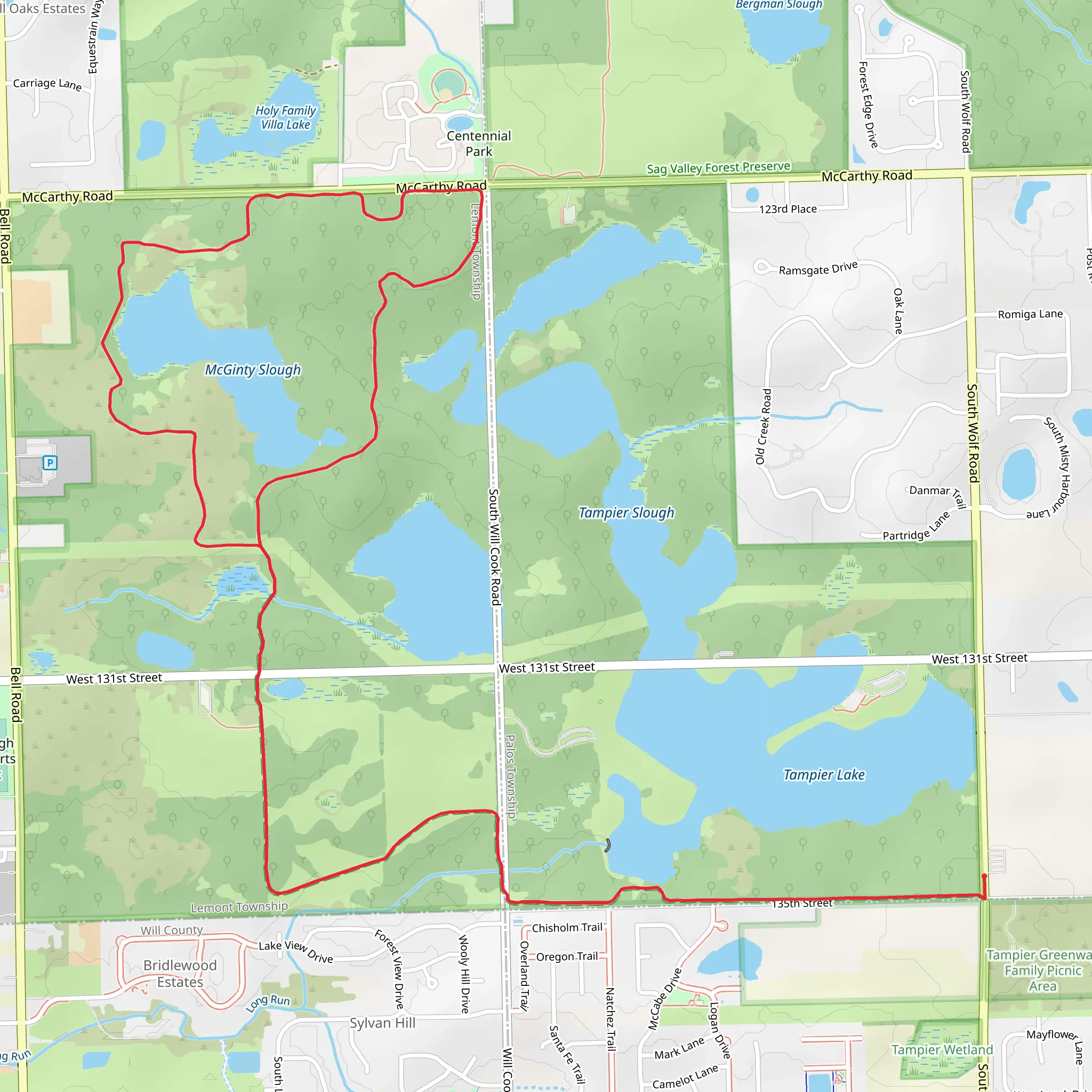Sag Valley Red and Brown Unpaved and McGinty Slough Loop Trail mobile static map