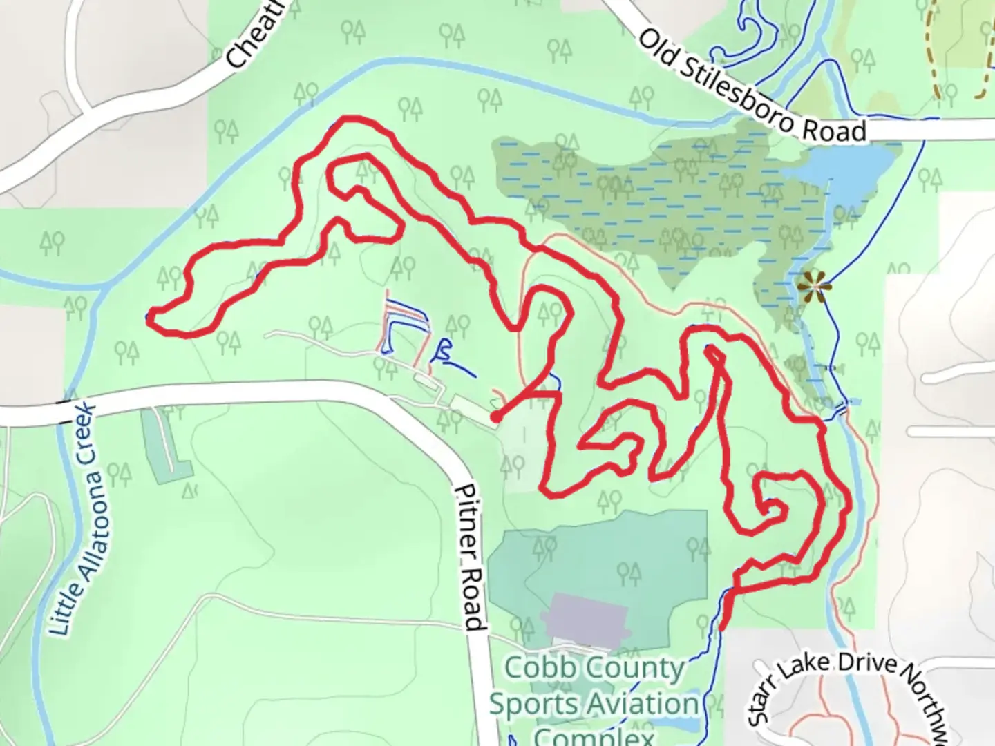 An image depicting the trail Little Allatoona Creek - Turtle Back Loop and its surrounding area.