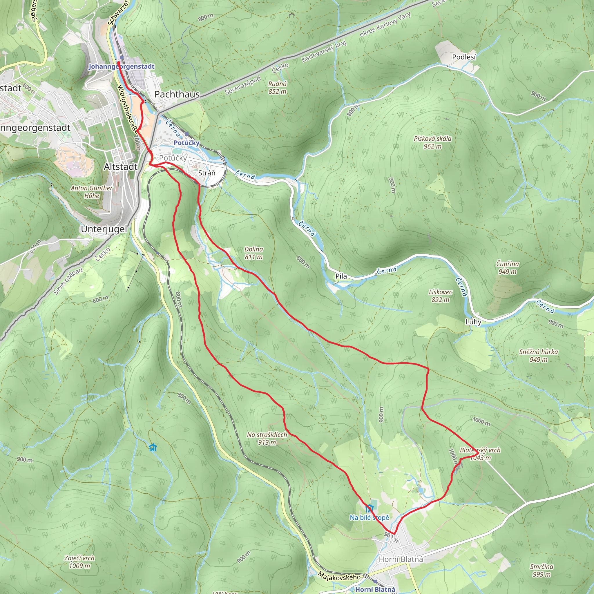 Blatenský vrch Loop from Potůčky mobile static map