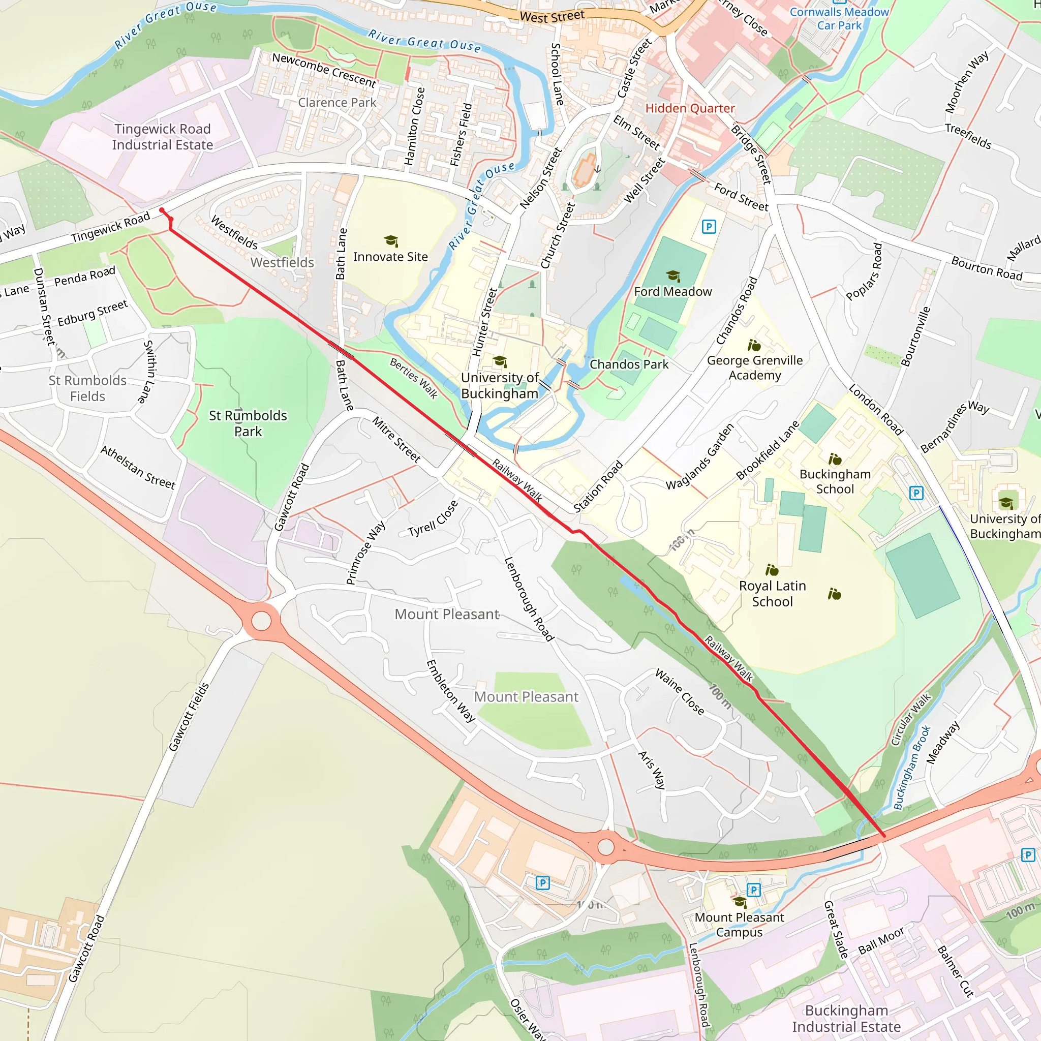 Buckingham Railway Walk mobile static map