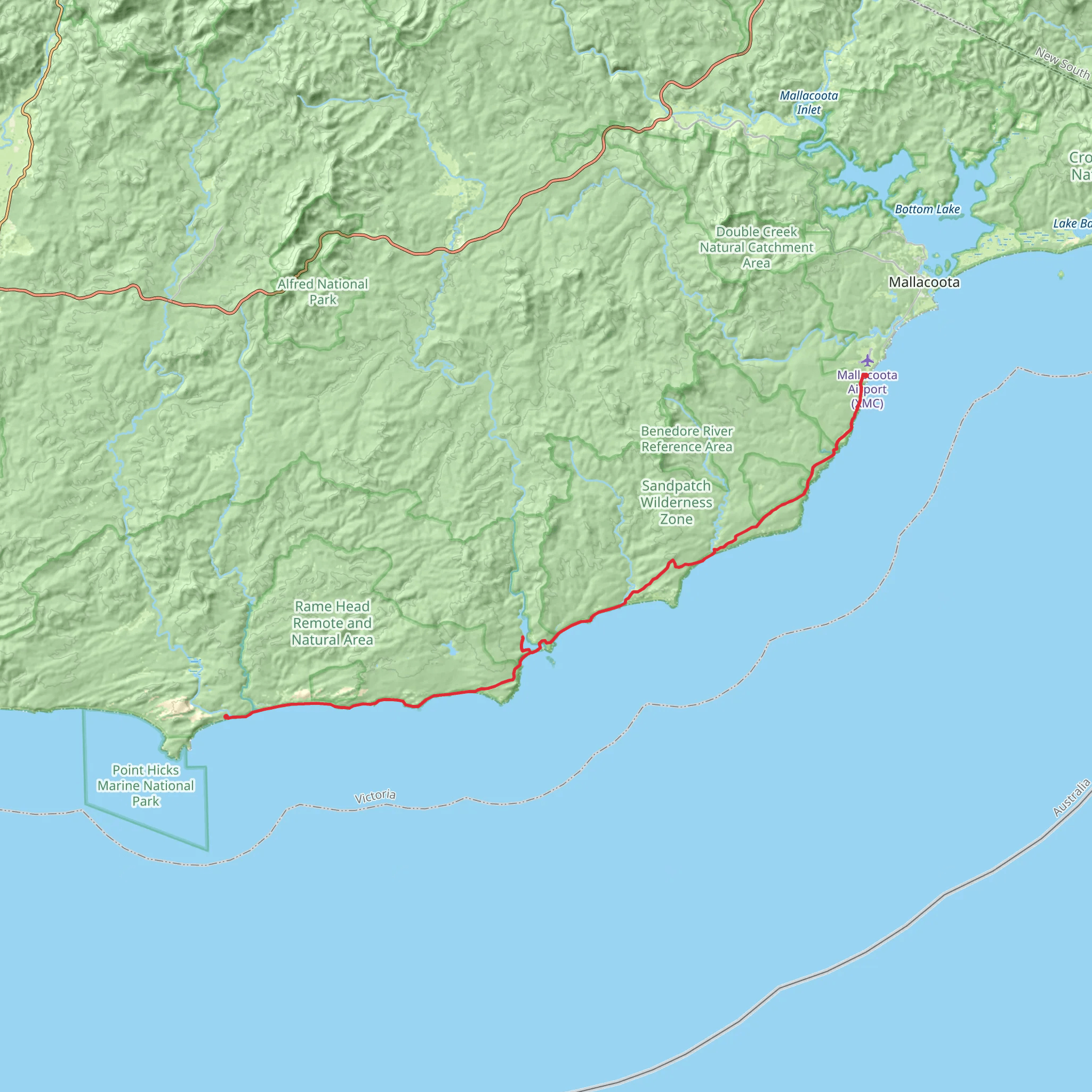 Croajingolong Wilderness Walk mobile static map