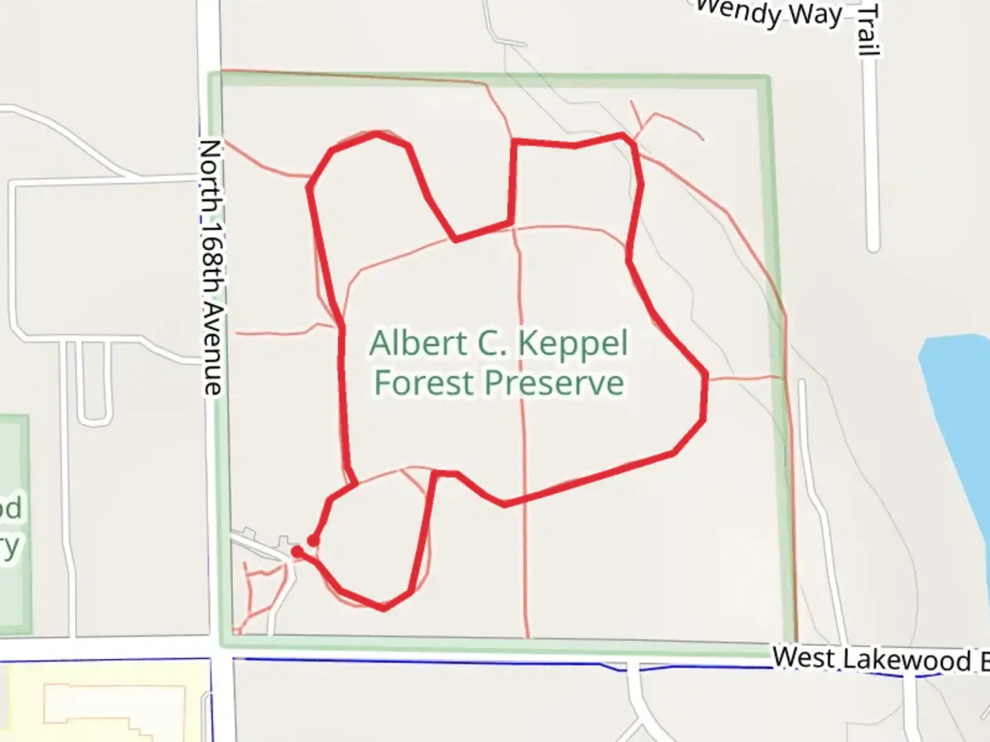 An image depicting the trail West Lakewood Boulevard Loop and its surrounding area.