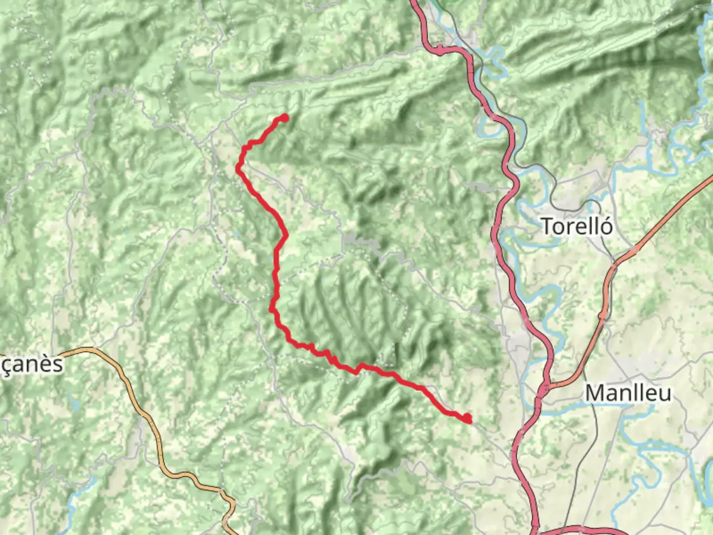 An image depicting the trail Route of the Sorreigs PR C 46 and its surrounding area.