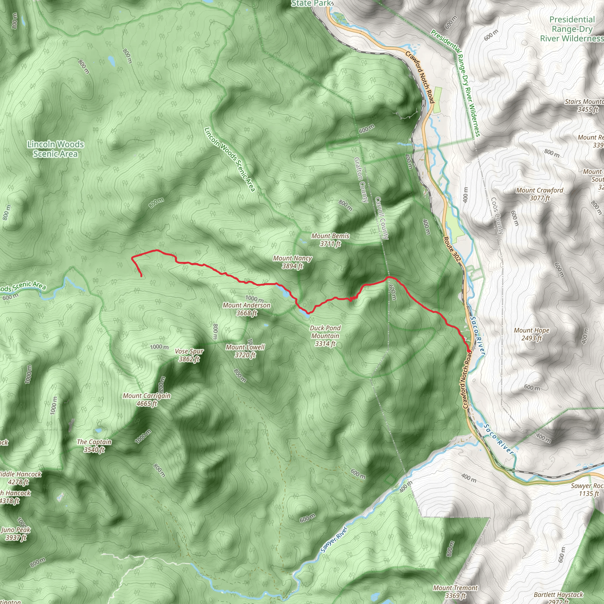 Nancy Pond Trail mobile static map