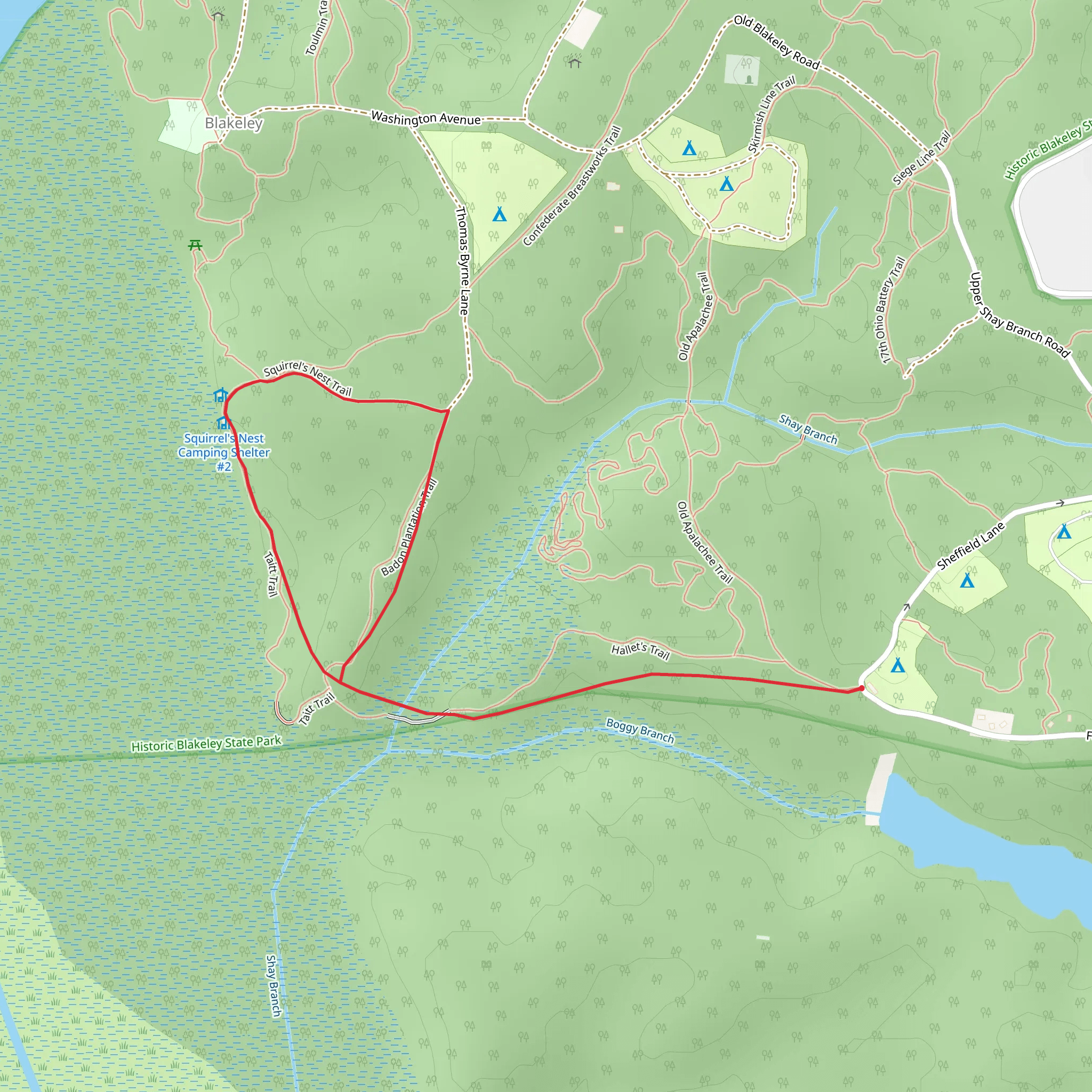 Squirrel's Nest Lane Loop mobile static map