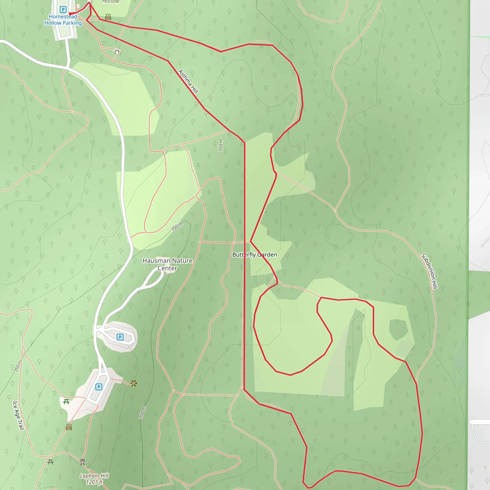 Butterfly Garden - Kettle View Trail and Moraine Ridge Trail Loop mobile static map