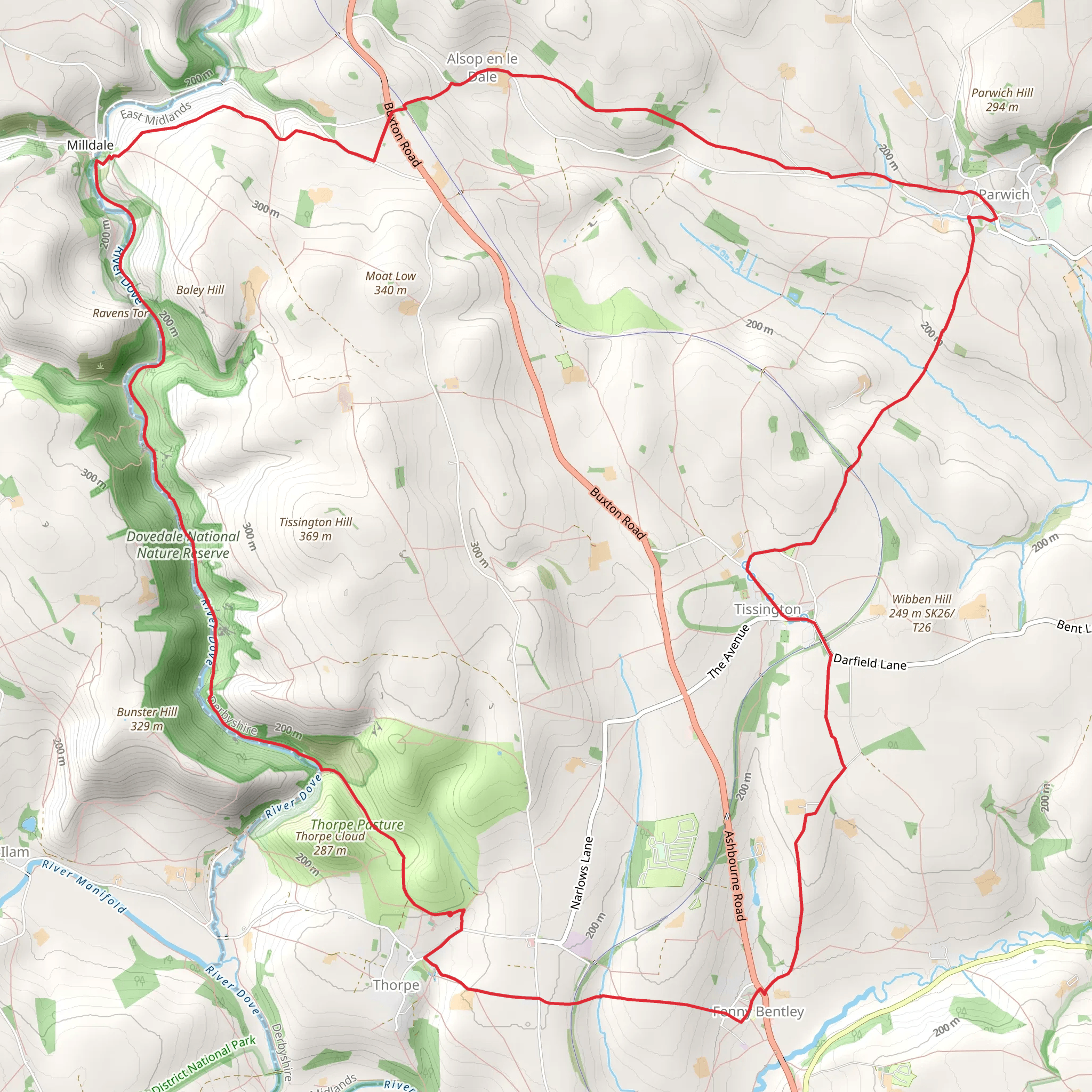River Dove and Limestone Way mobile static map