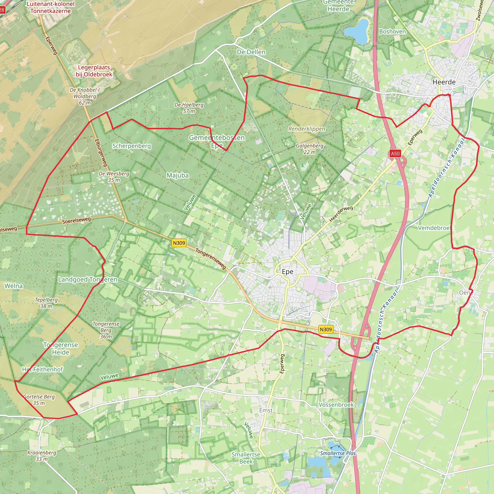 Renderklippenpad, Koekenbergweg and Kamperweg Loop mobile static map