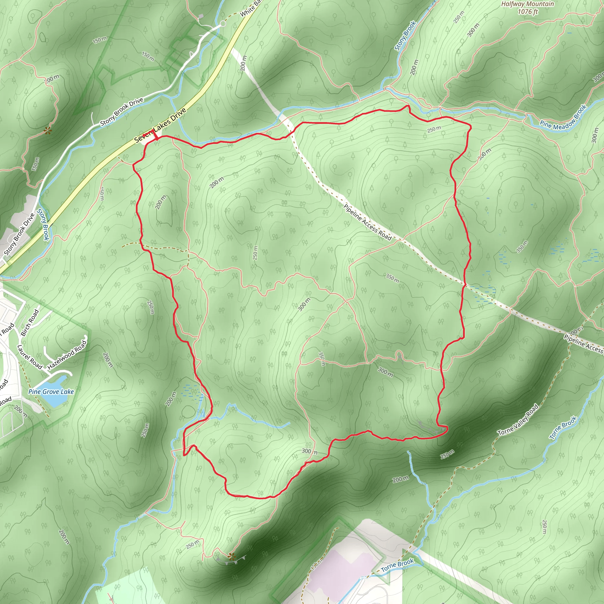 Pine Meadow and Seven Hills Trail Loop mobile static map