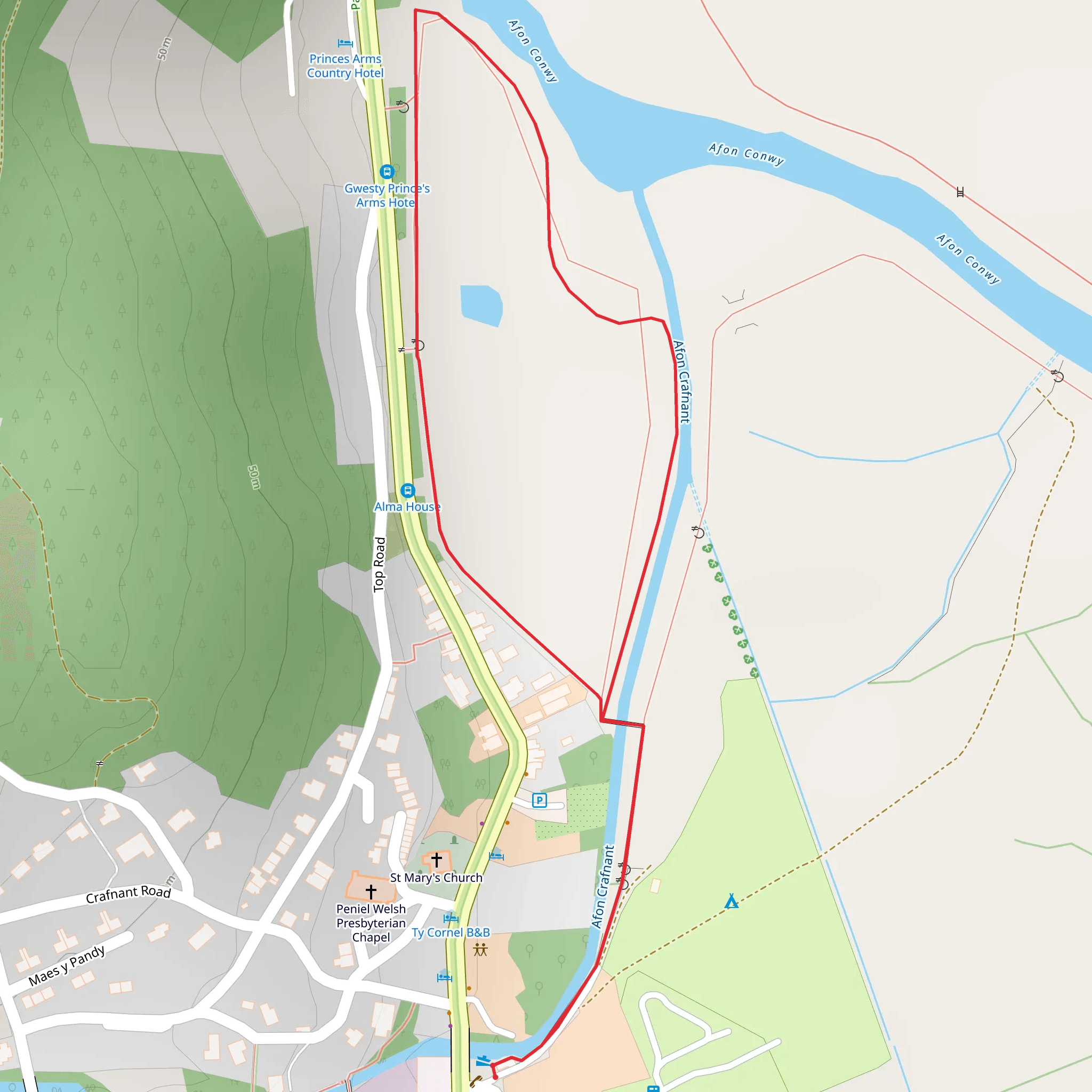 Trefriw Trail - 3 mobile static map