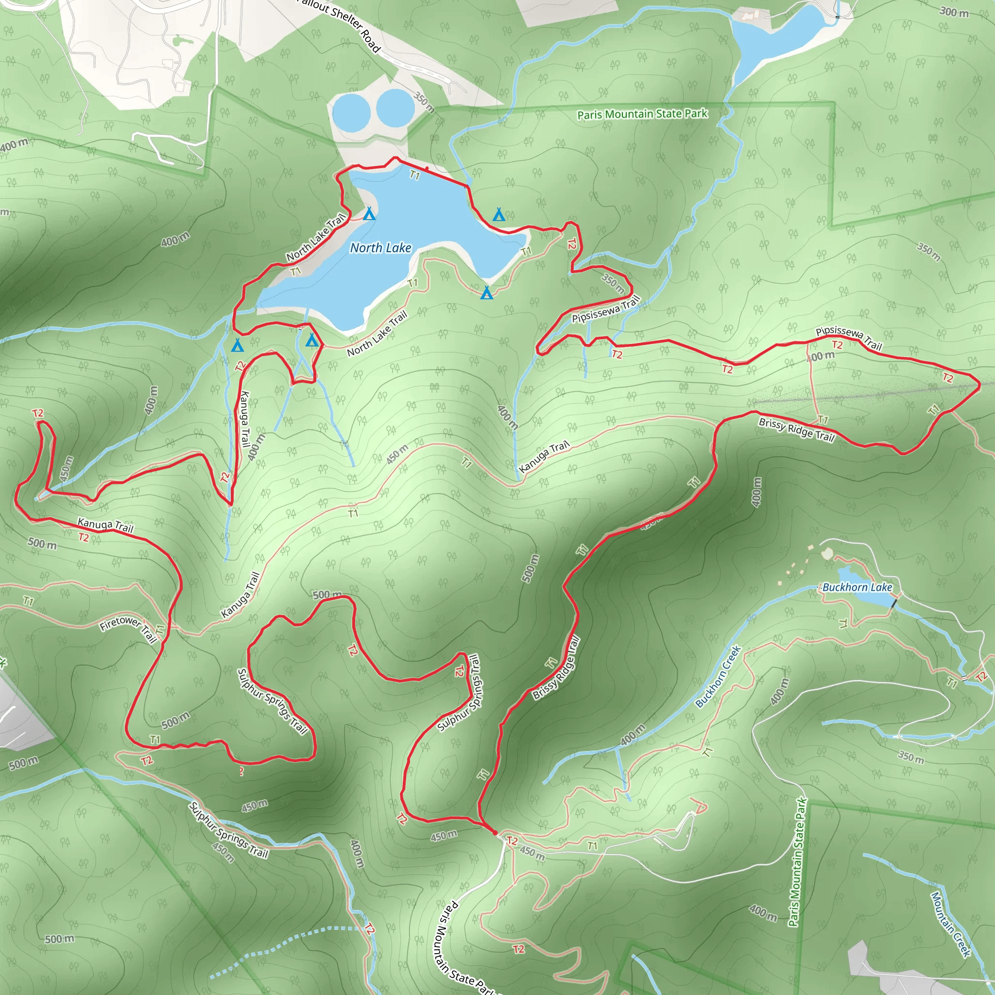 Kanuga, North Lake and Brissy Ridge Loop Trail mobile static map