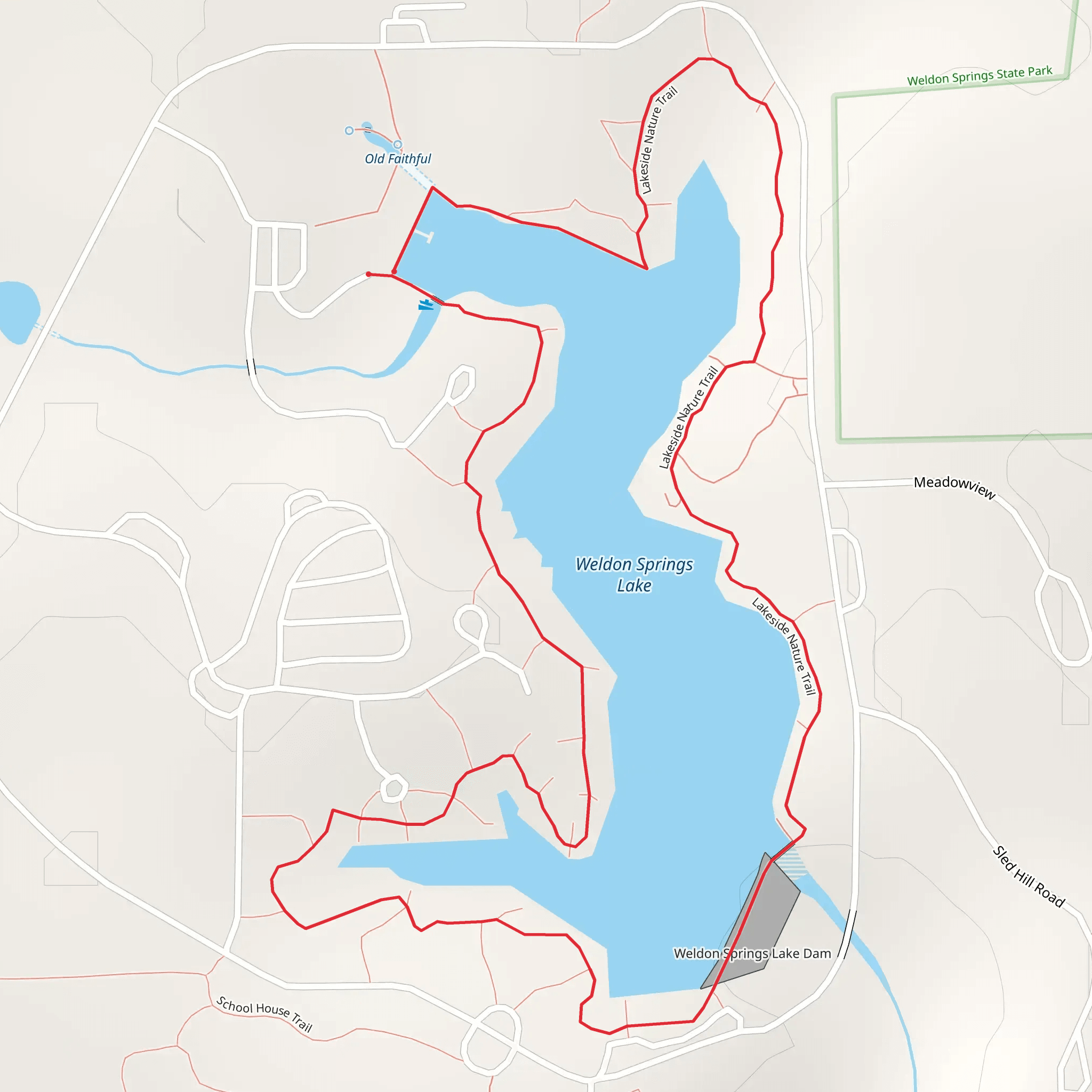 Weldon Springs Lake Loop mobile static map