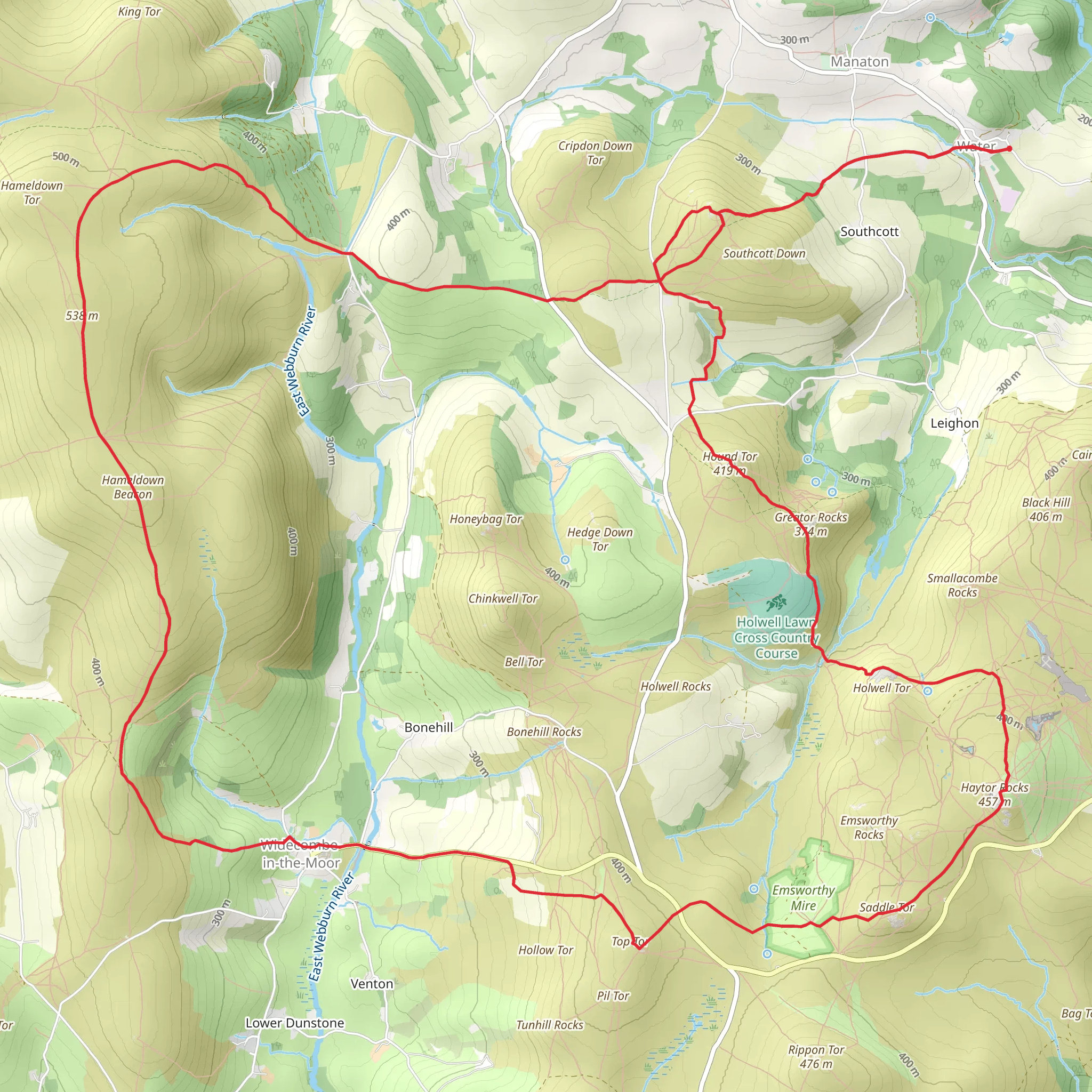 Saddle Tor, Top Tor and Jay's Grave Loop mobile static map