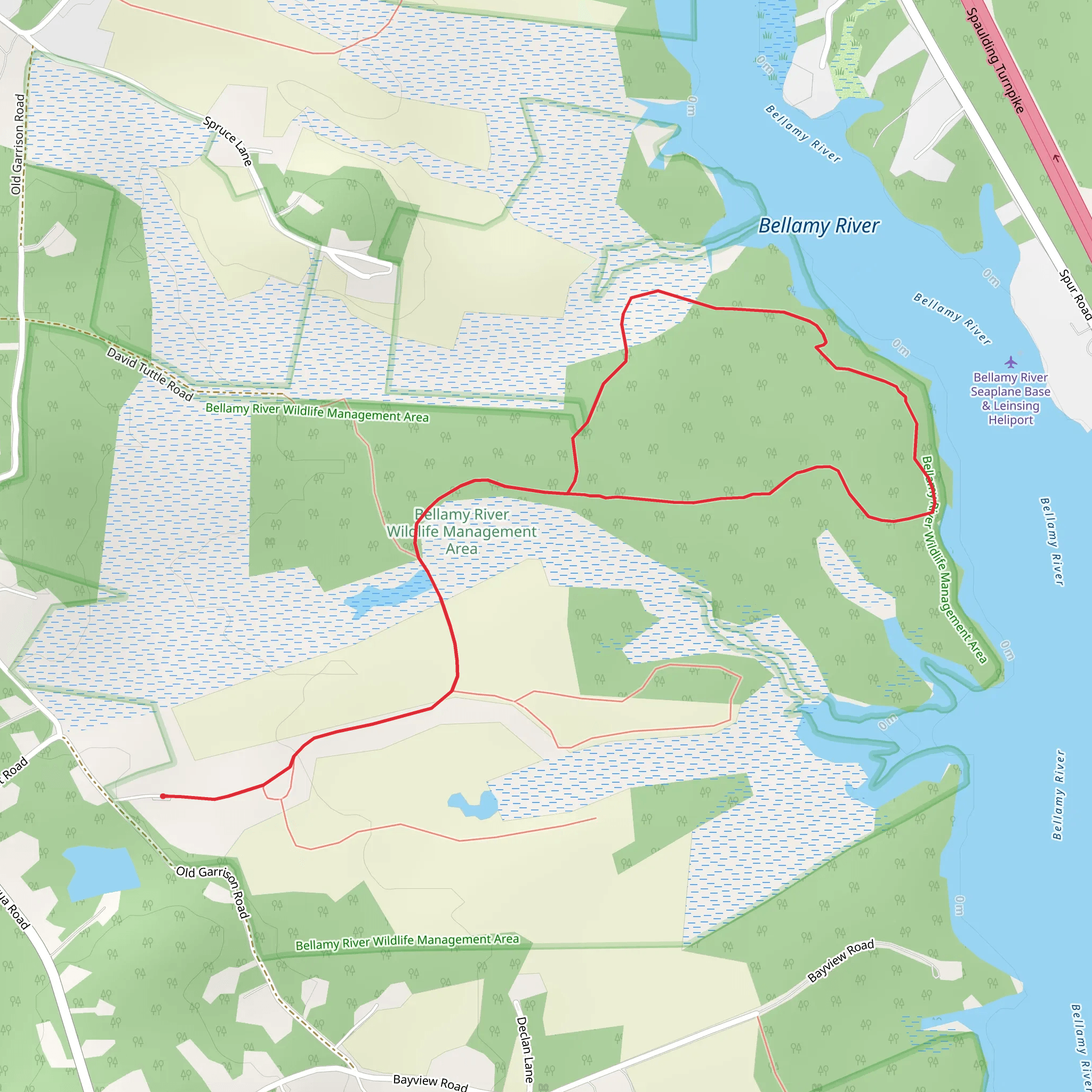 Bellamy River Loop from Old Garrison Road mobile static map