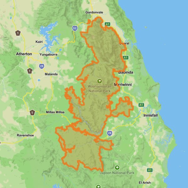 Wooroonooran National Park mobile static map