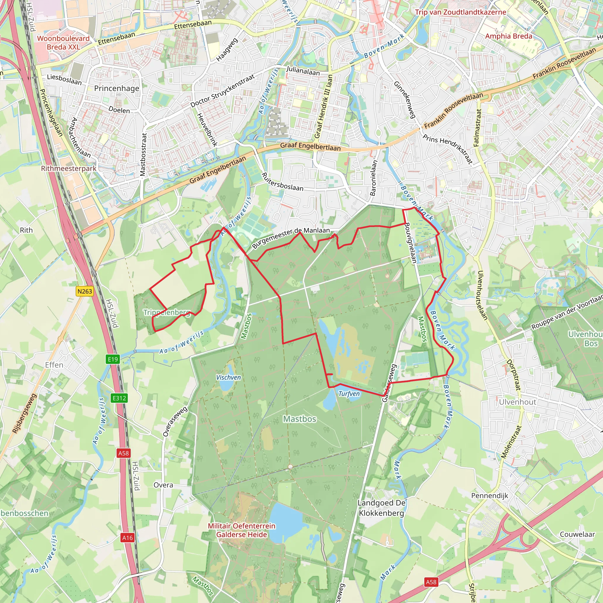 Gevangenis and Trippelenberg Loop mobile static map