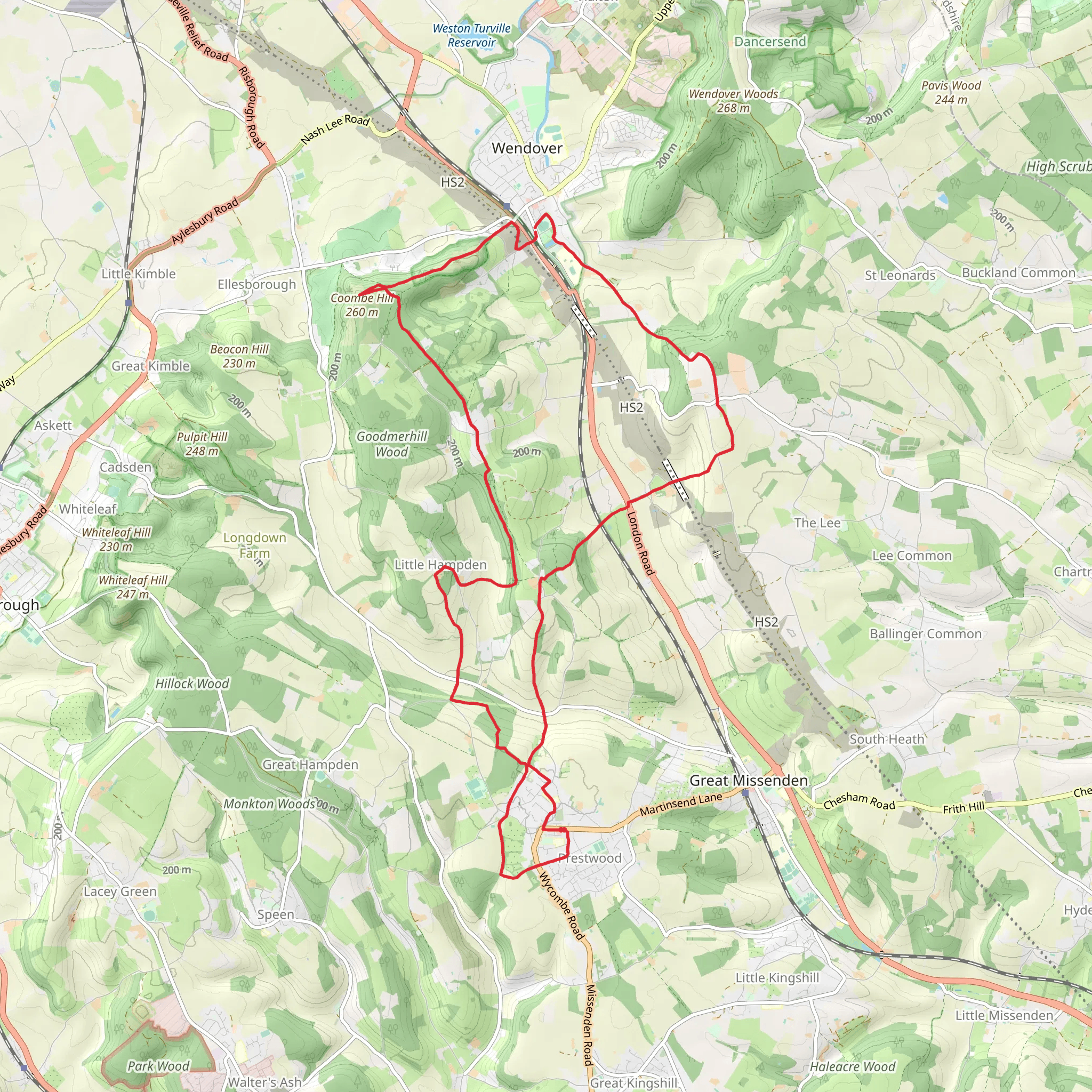 Wendover Gap Loop from Prestwood mobile static map