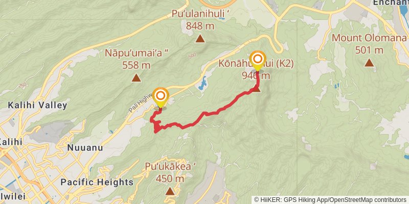 Ko'olau Summit Trail spur 5 Map