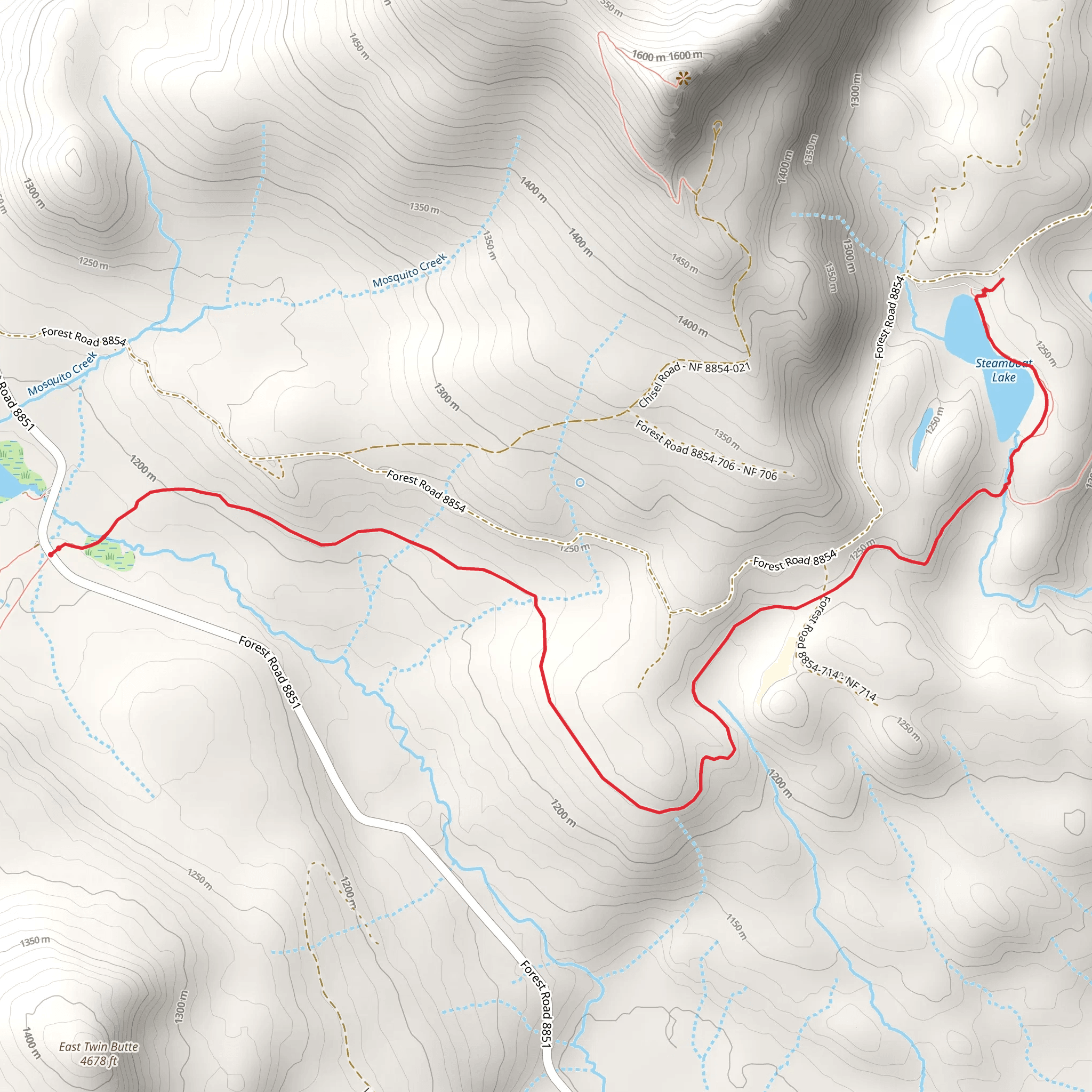 Steamboat Lake Trail via Pacific Crest Trail mobile static map