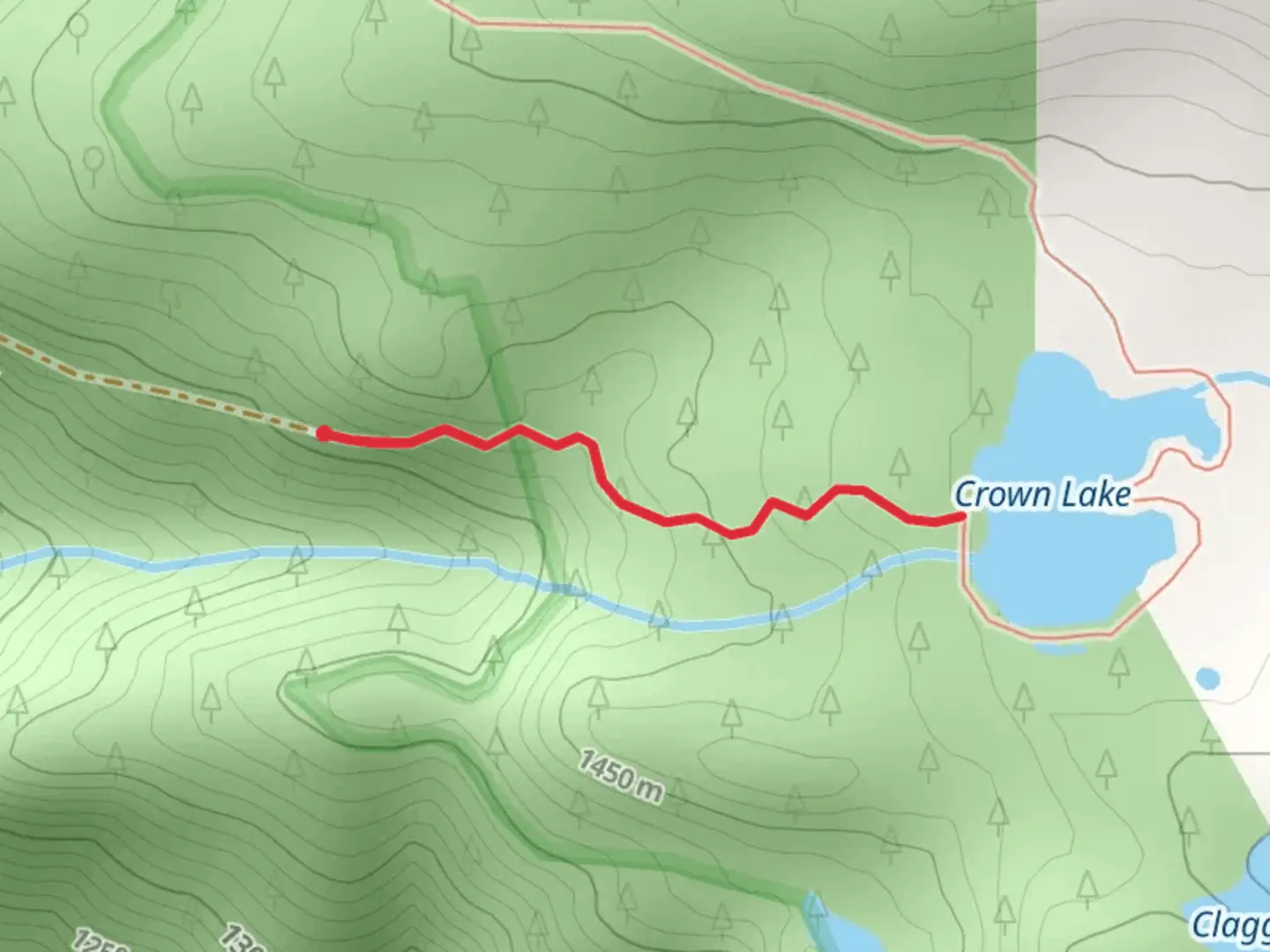 An image depicting the trail Crown Lake Trail and its surrounding area.