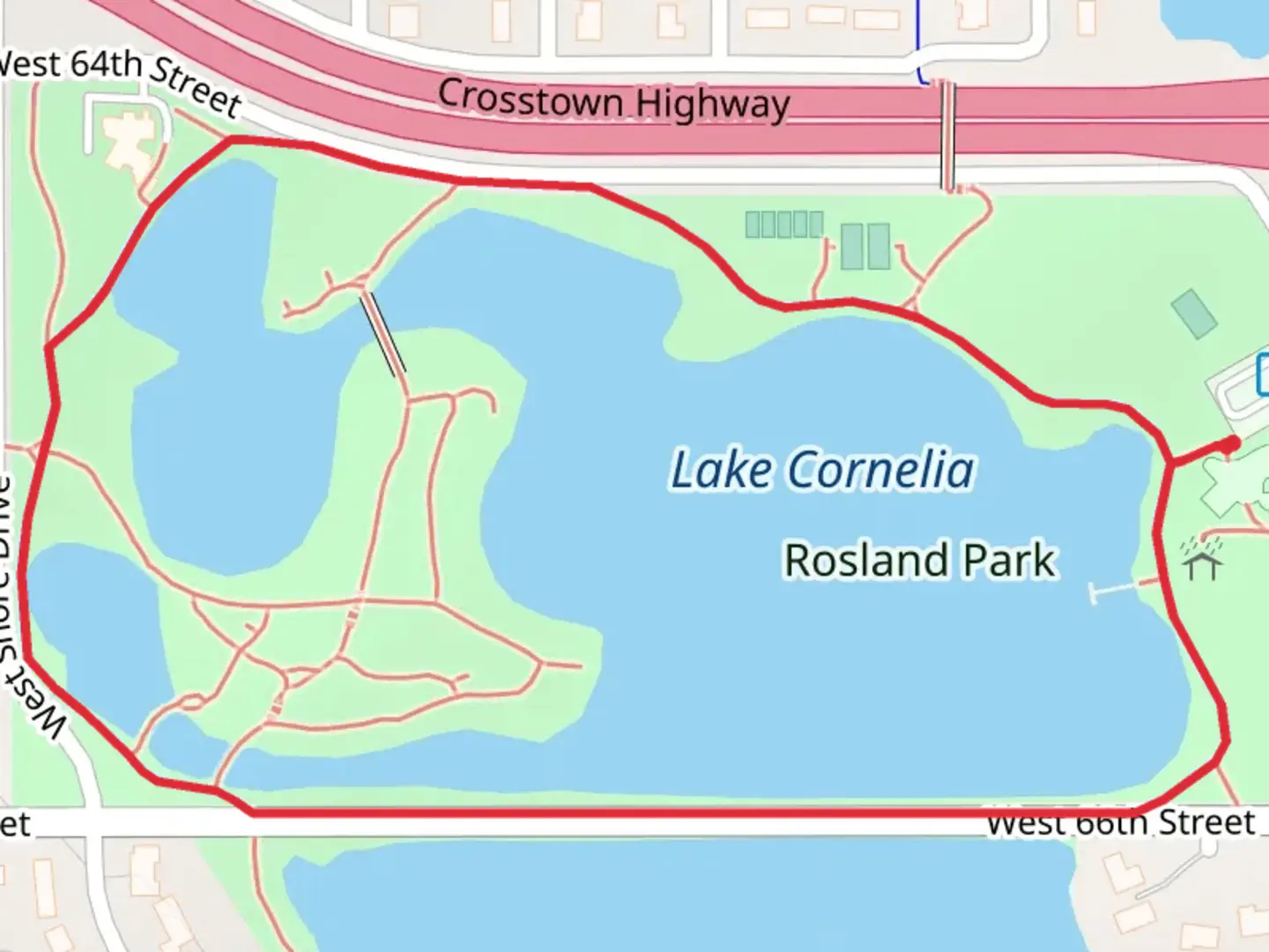 An image depicting the trail Roseland Park Loop and its surrounding area.