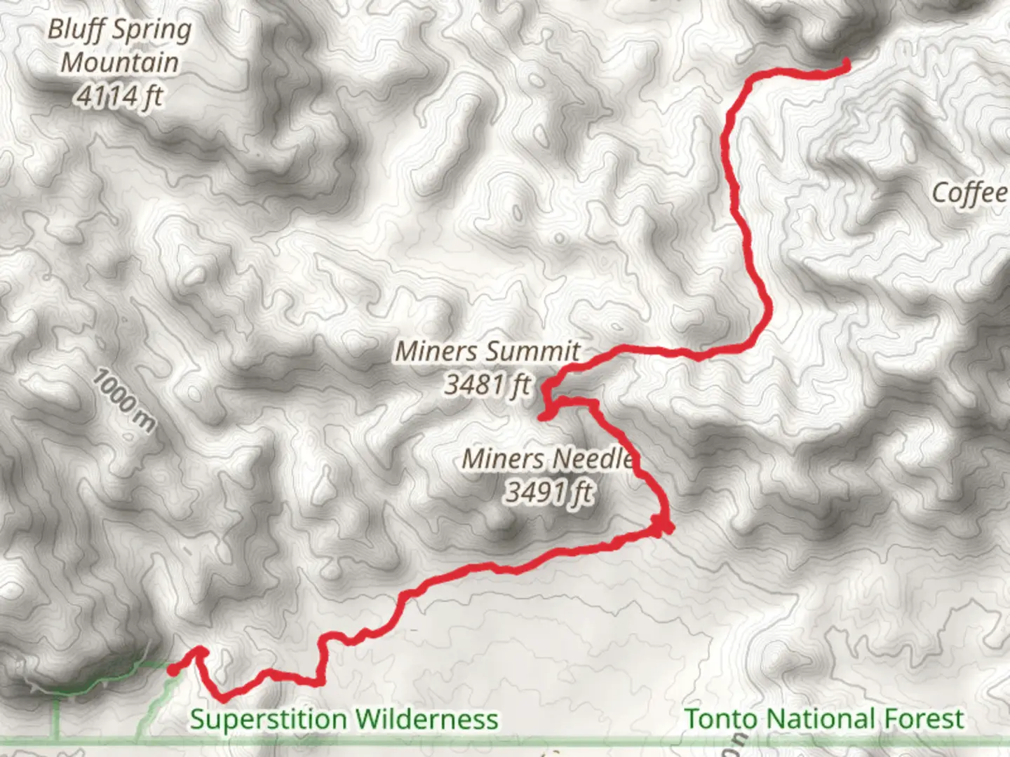 An image depicting the trail Dutchman and Red Tanks Trail and its surrounding area.