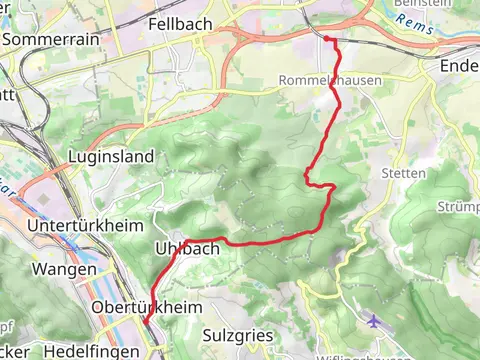Stuttgart-Obertürkheim to Rommelshausen via Stettener Weg