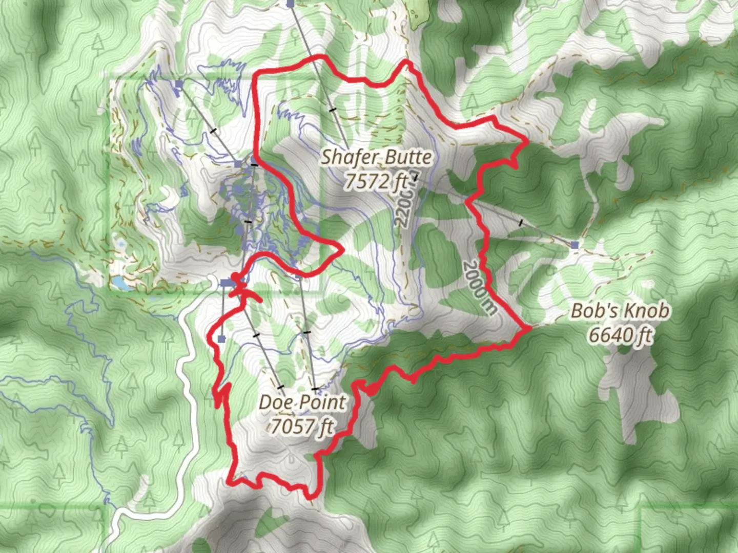 An image depicting the trail Around the Mountain and Sunshine Loop and its surrounding area.