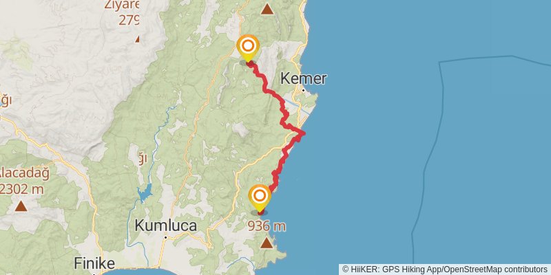 Lycian Way alt 7 Map