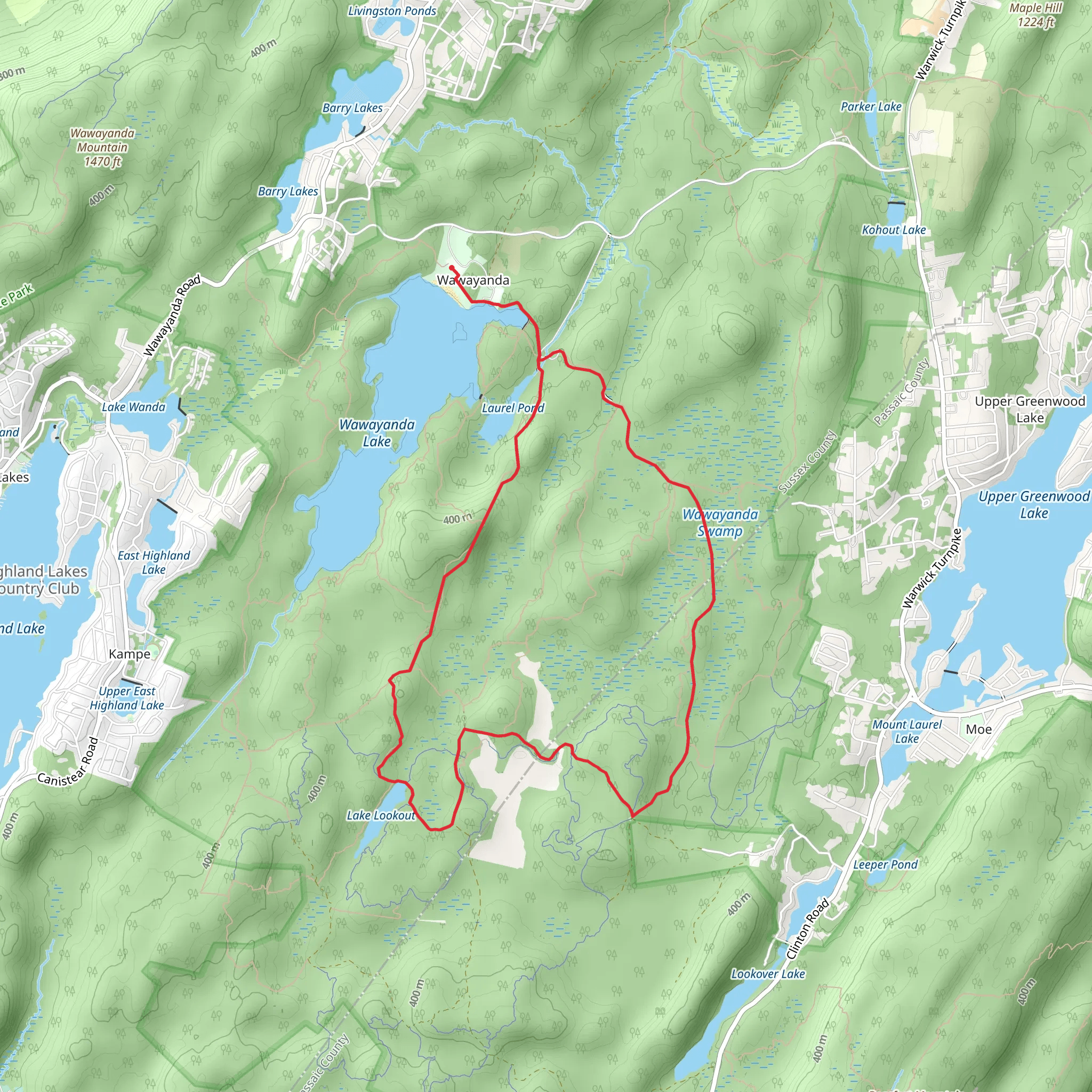 Laurel Pond, NJ State Long Loop Trail mobile static map