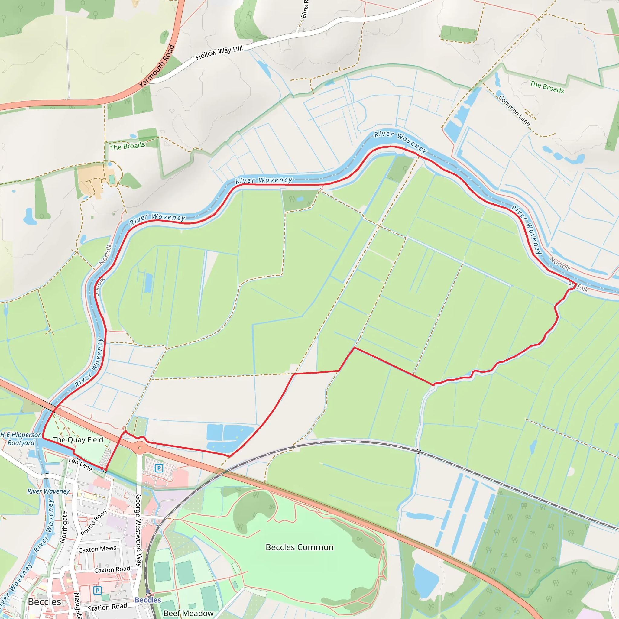 Beccles Marshes Loop mobile static map