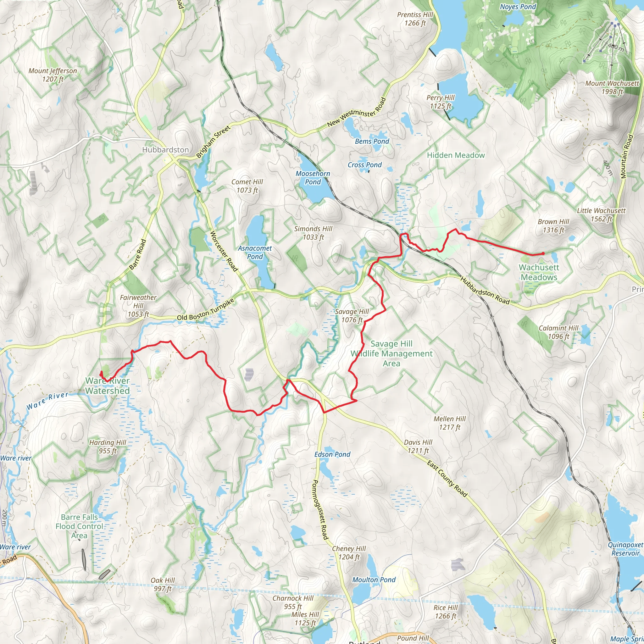 Savage Hill via Midstate Trail mobile static map