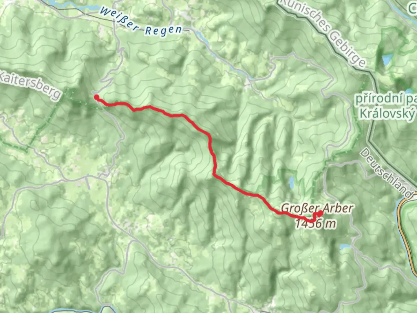 An image depicting the trail Eck to Grober Arber Walk via Schwarzeck and its surrounding area.
