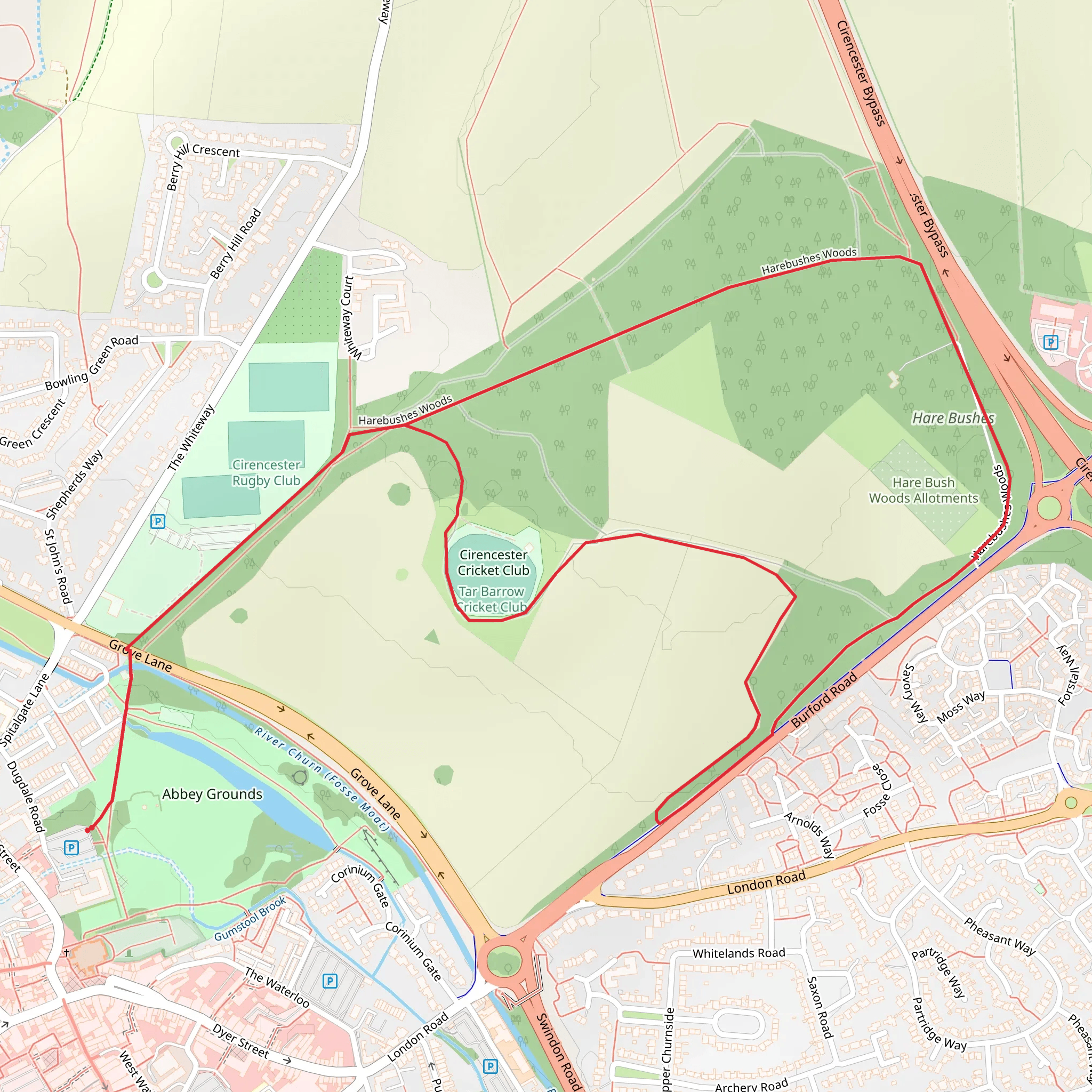 Hare Bushes Loop mobile static map