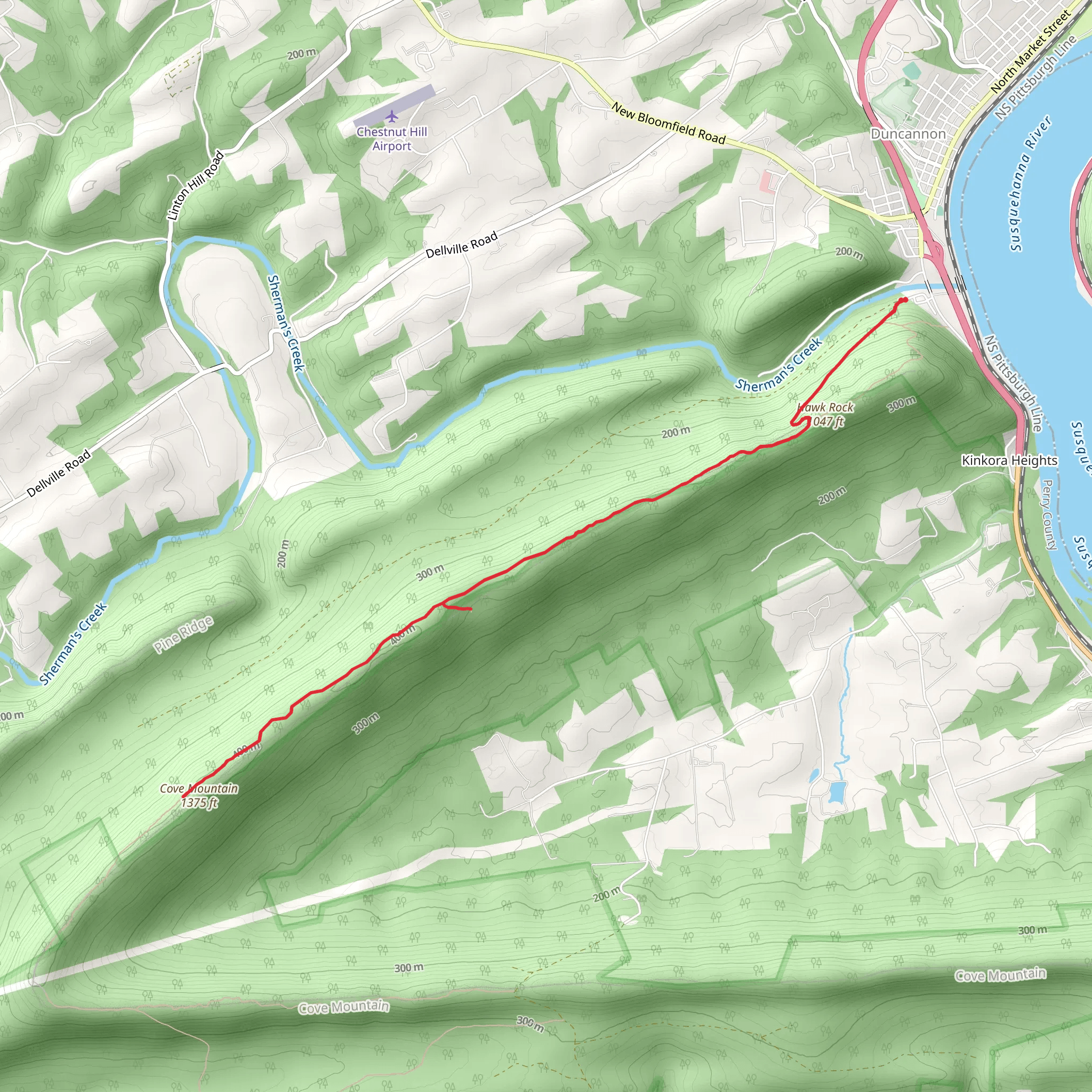 Cove Mountain via Appalachian Trail mobile static map